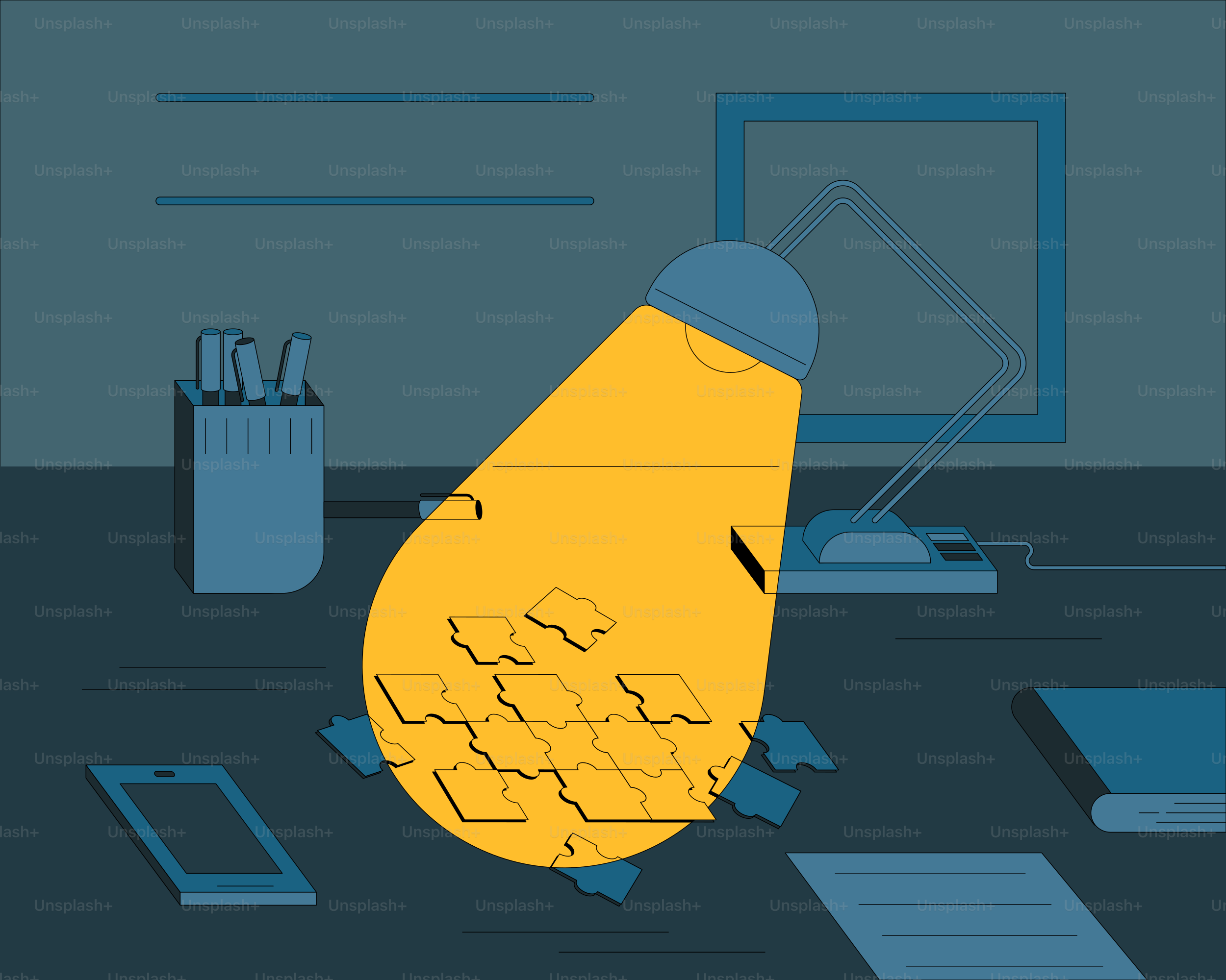 Una bombilla ilumina papeles sobre un escritorio.