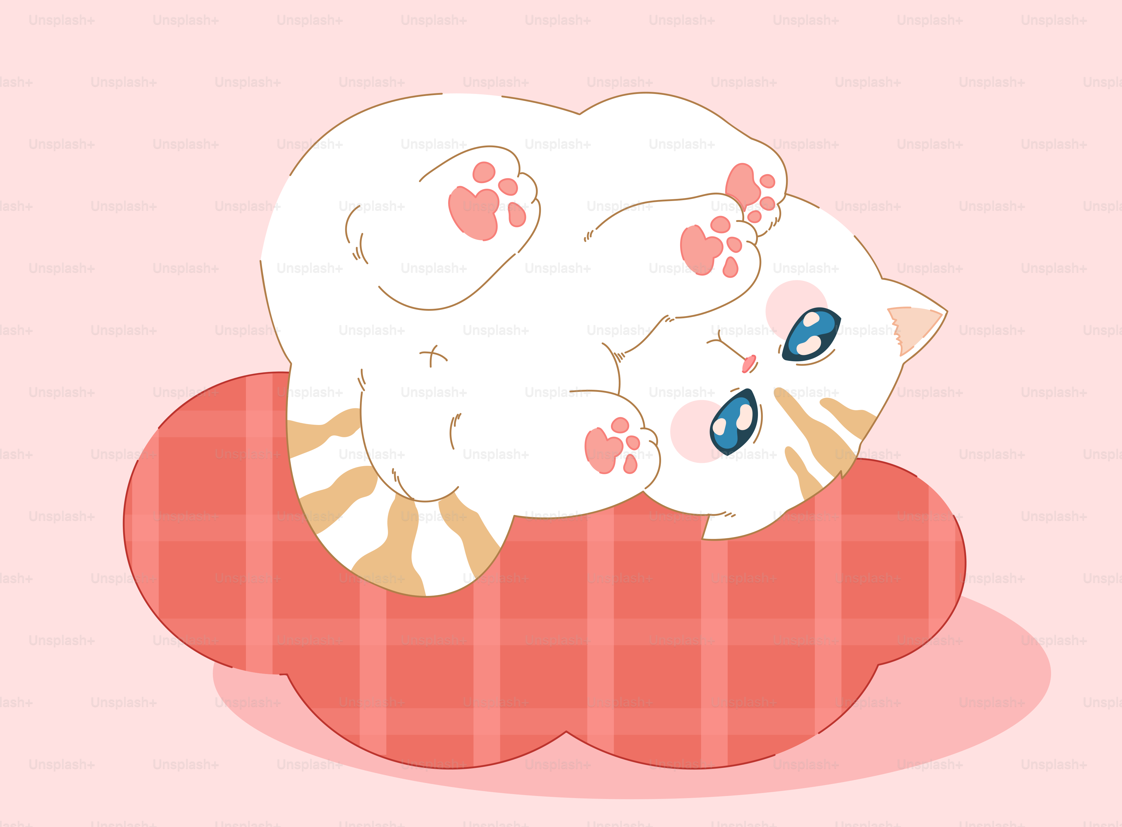 A cute kitten is relaxing on a cloud.