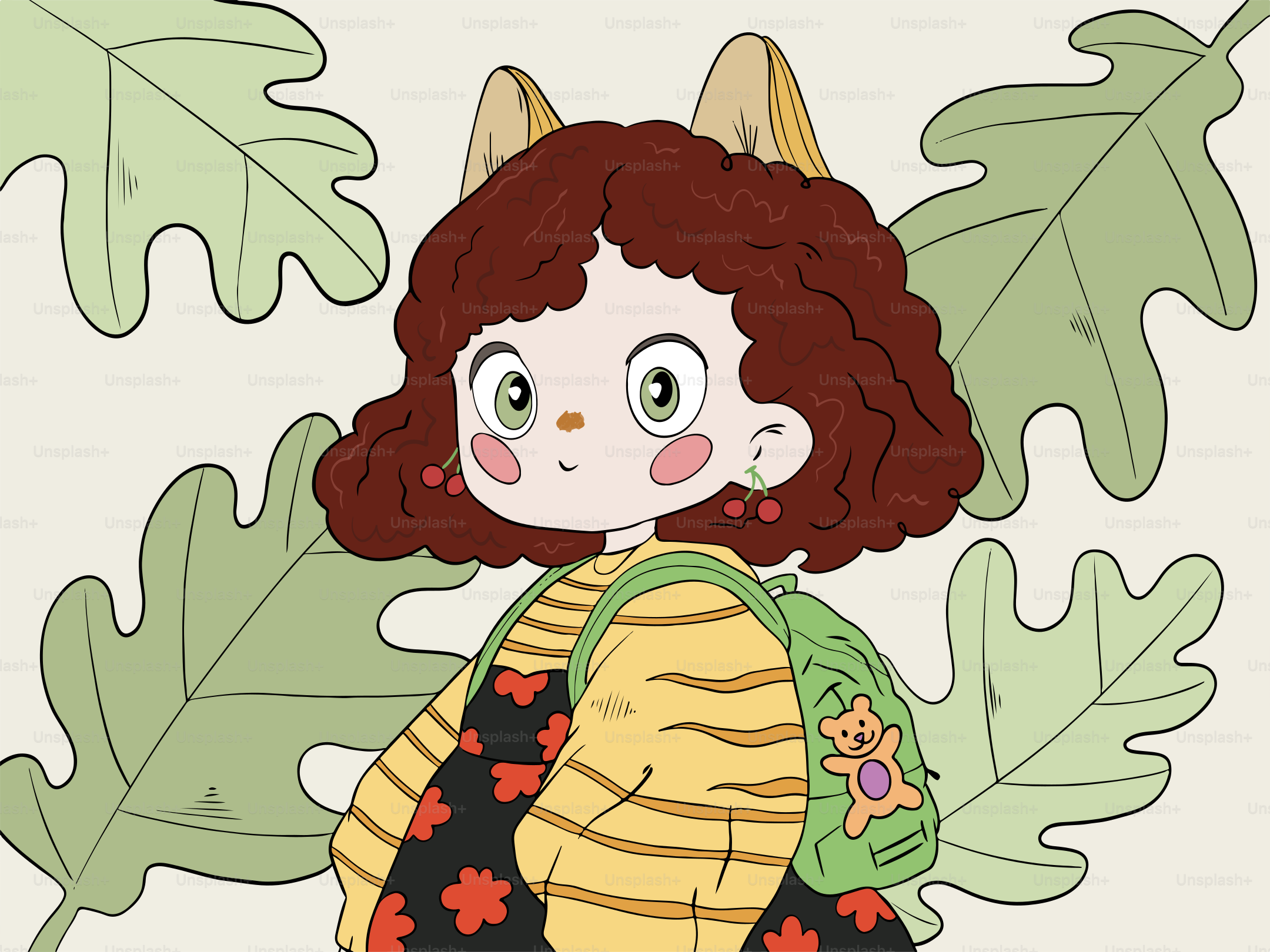A cute girl wearing a backpack.