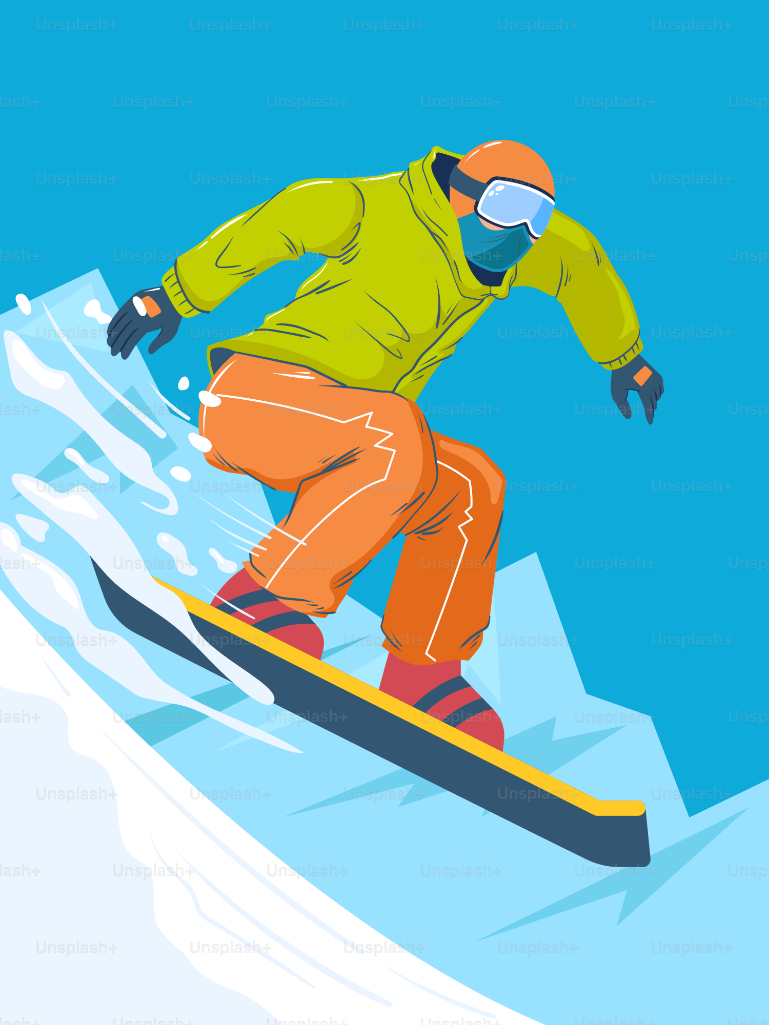 스노보더가 눈 덮인 산을 내려간다. 벡터 – Unsplash의 겨울 이미지