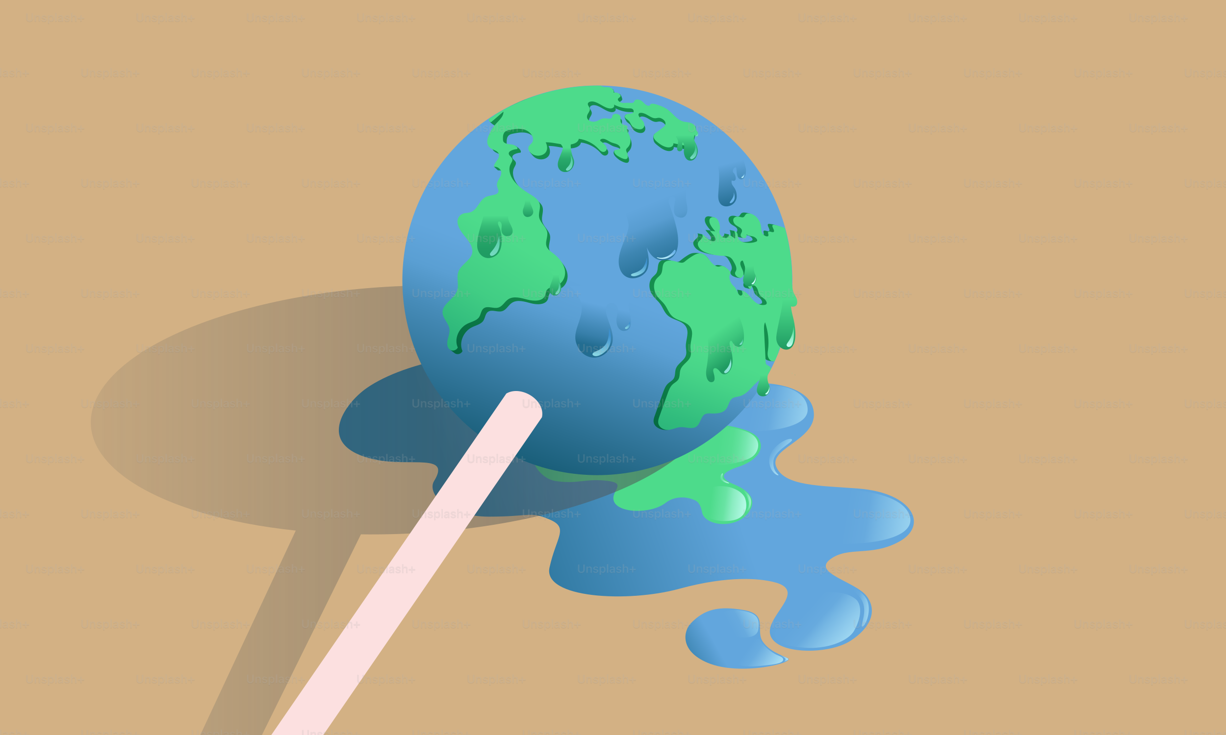 Melting earth lollipop symbolizing climate change.