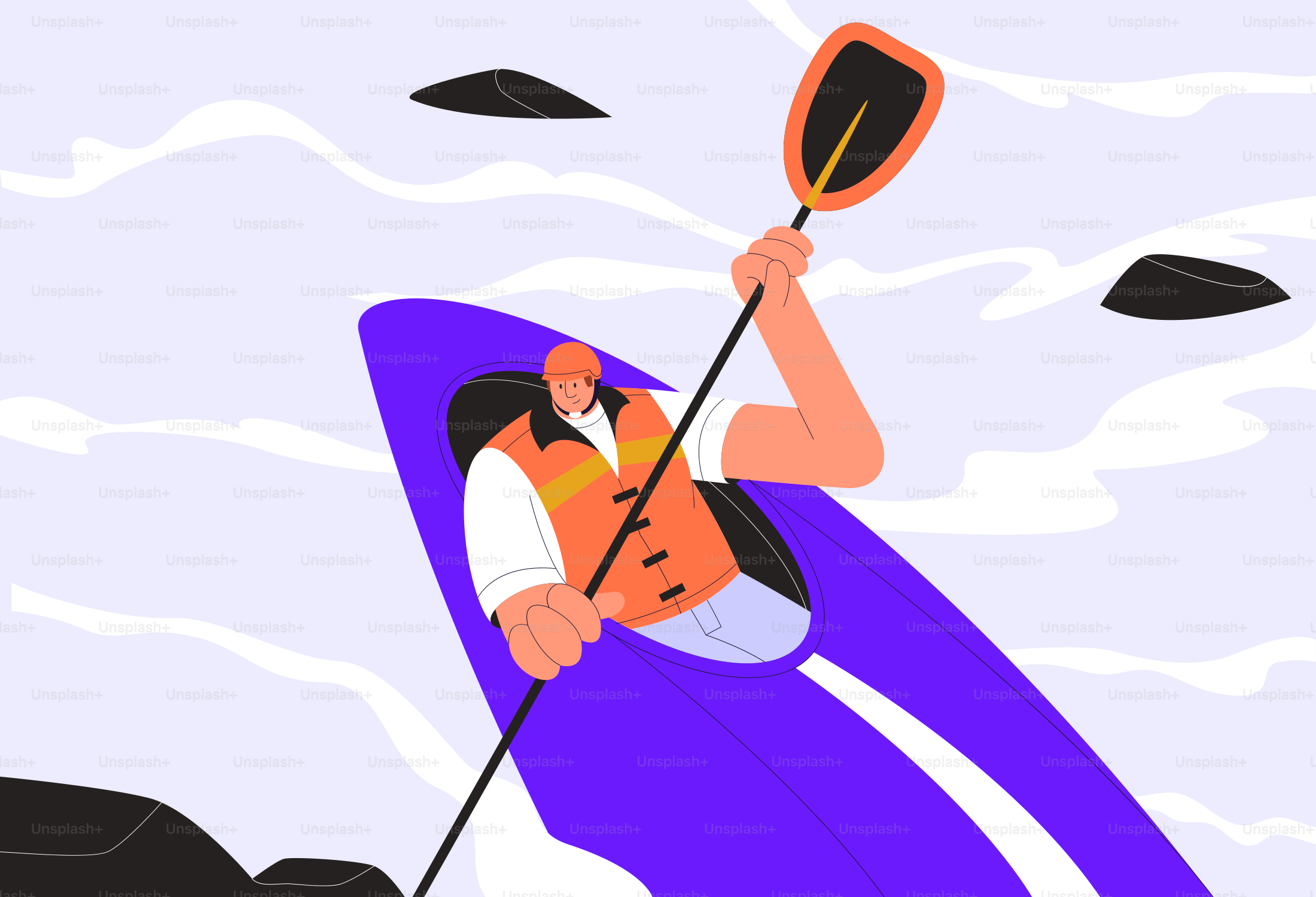 A person is kayaking.