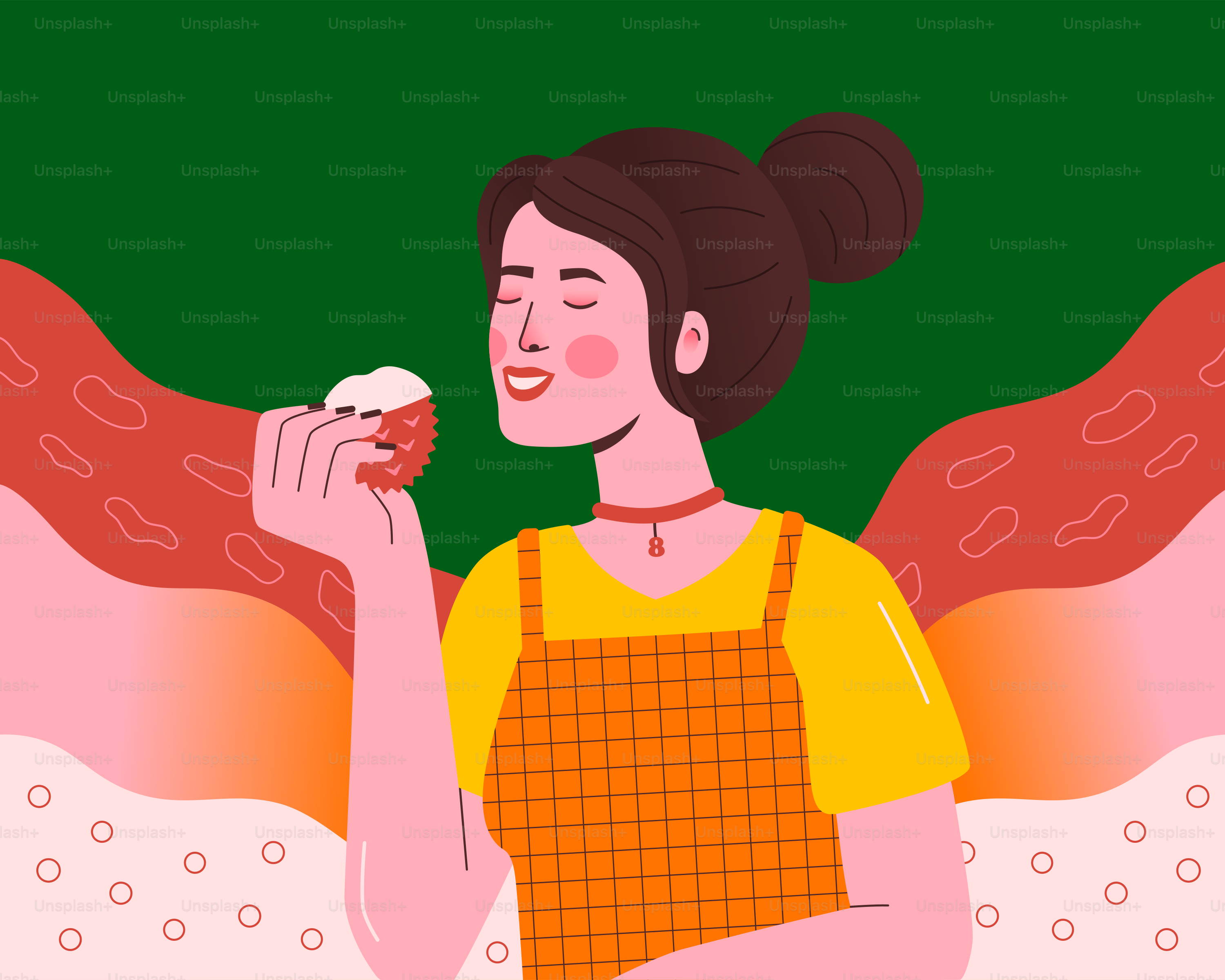 Eine Frau genießt es, einen köstlichen Cupcake zu essen.