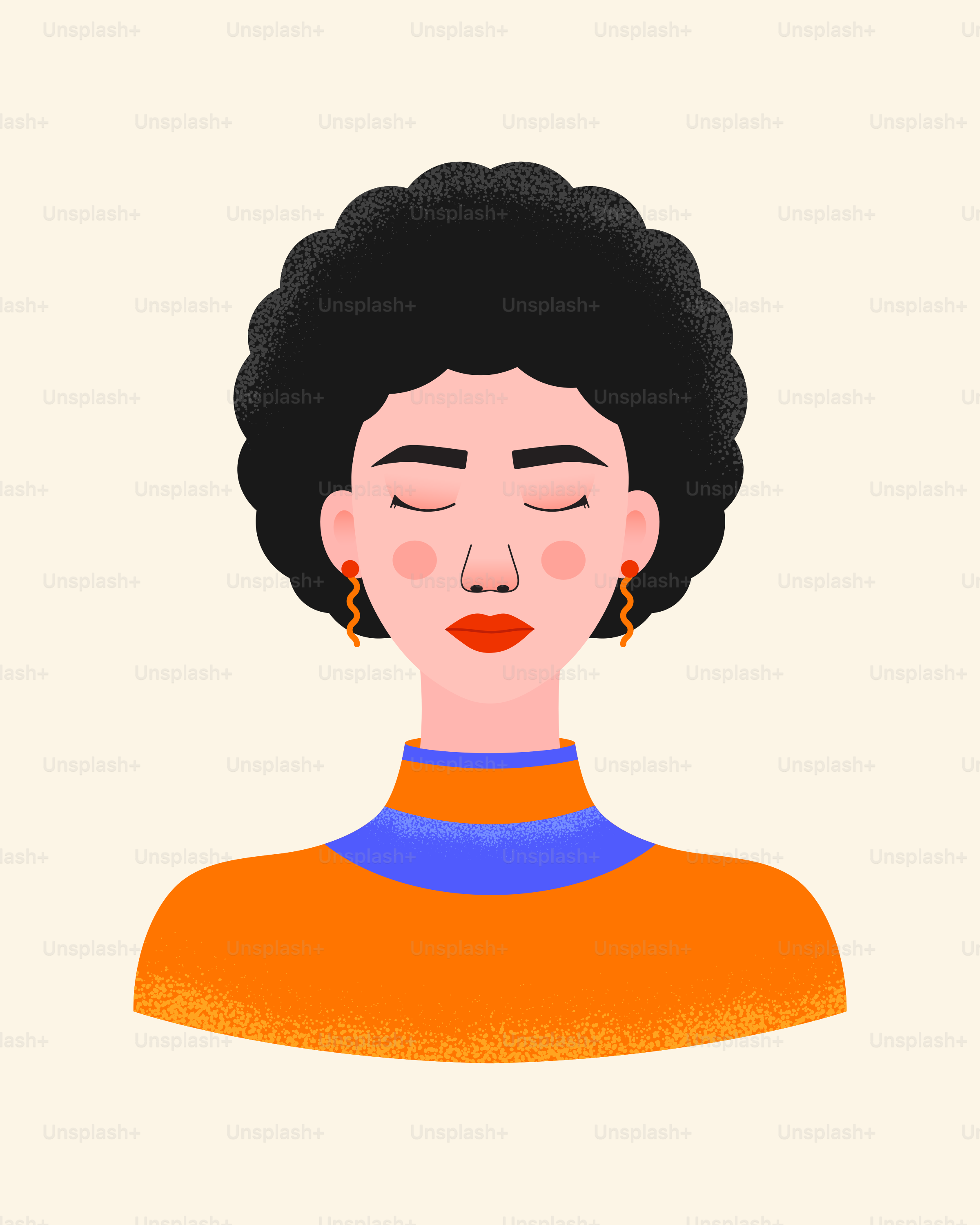 Una mujer con afro y ojos cerrados.
