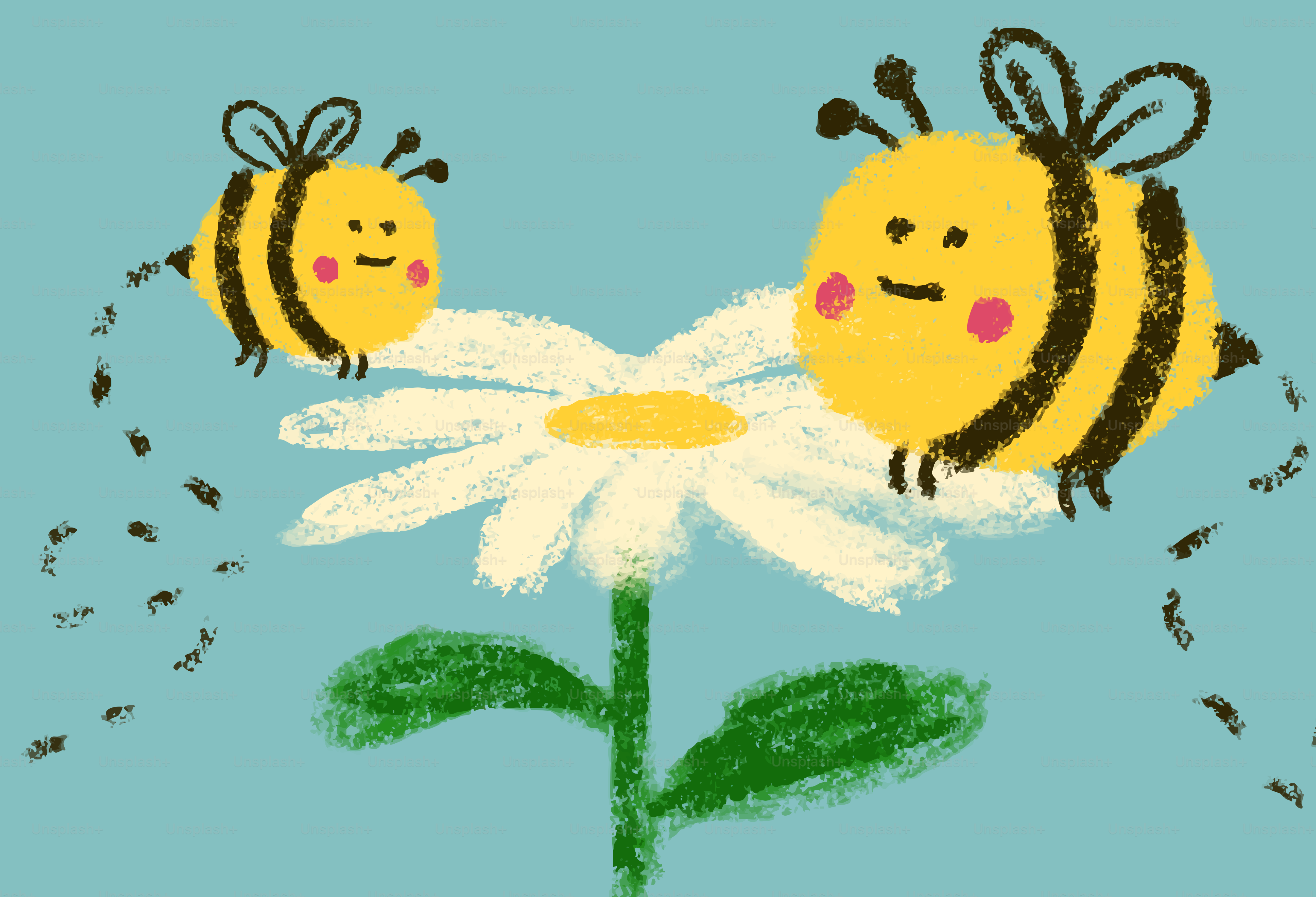 Deux abeilles heureuses volent autour d'une marguerite. vectoriel – Image de  Fleur sur Unsplash, image size:3000x2045