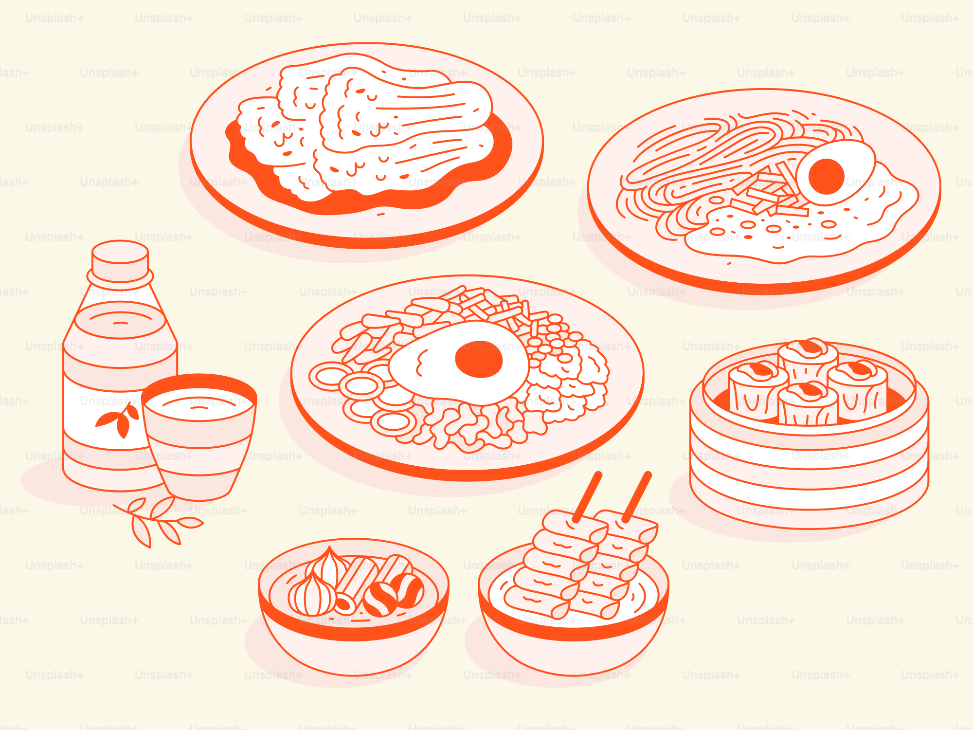 다양한 맛있는 아시아 음식이 제공됩니다.