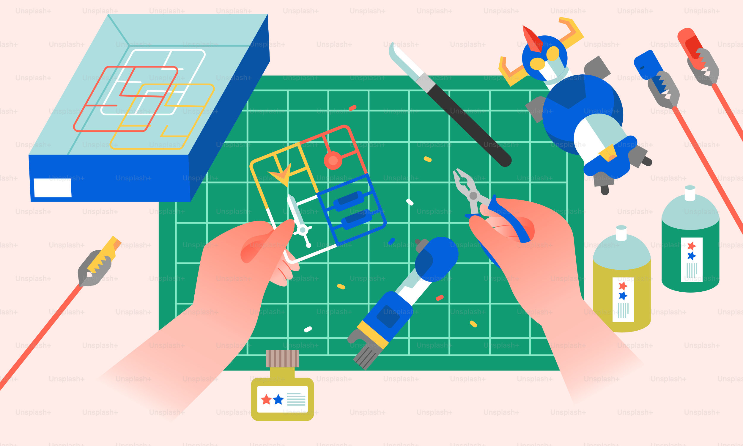 Building a model kit.