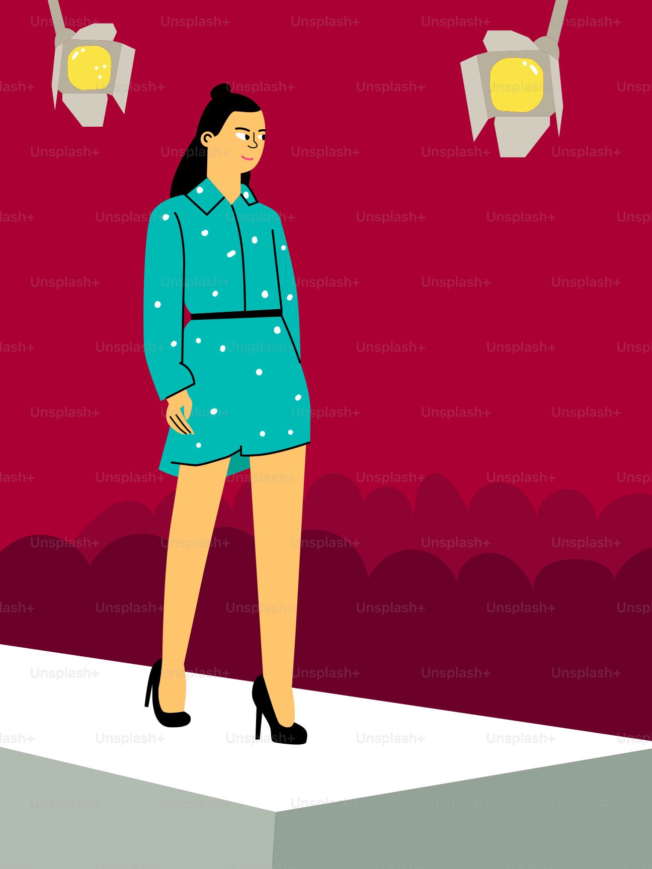 La modella sfila durante una sfilata di moda.