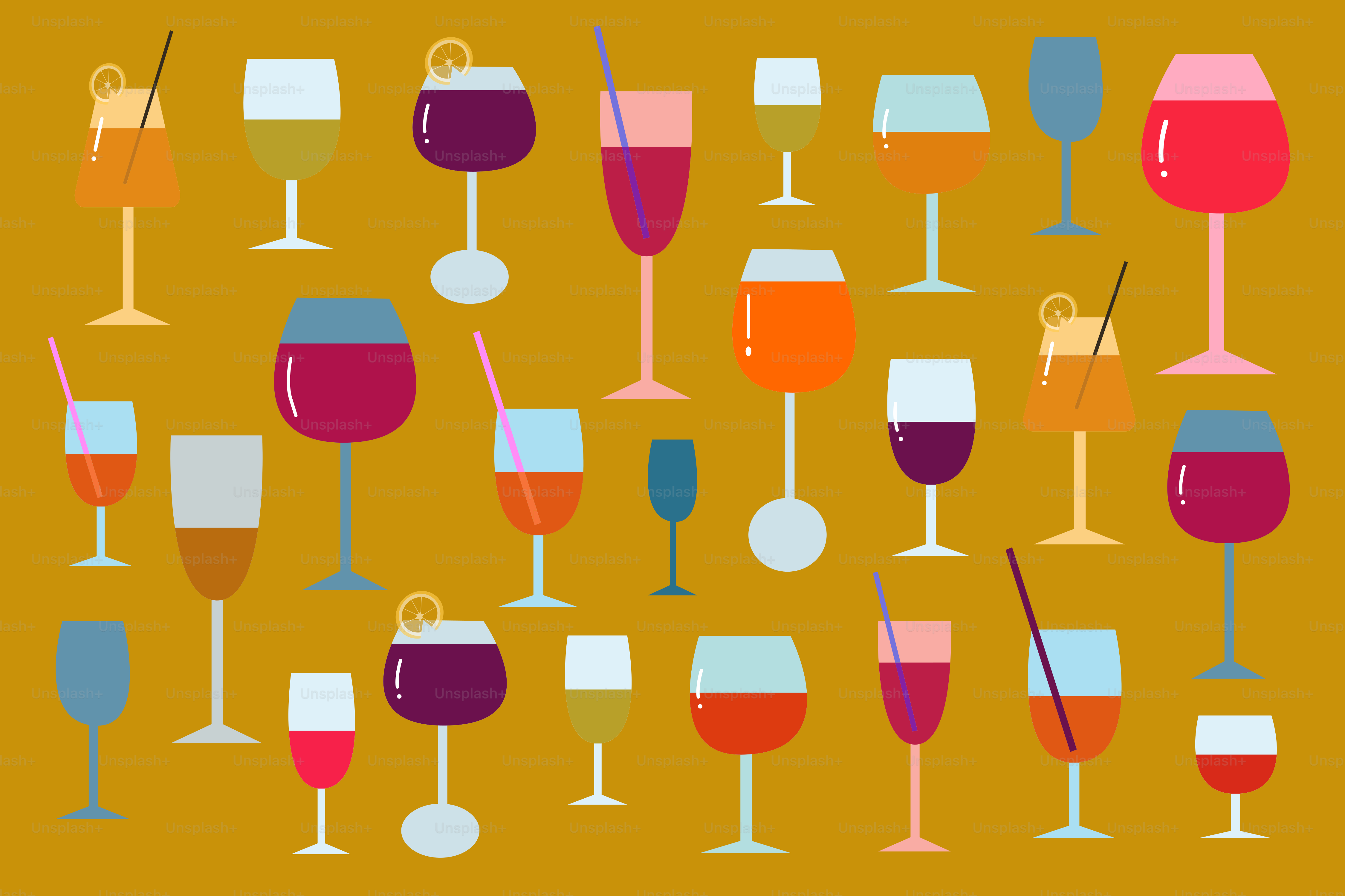 Various colorful alcoholic drinks are shown.