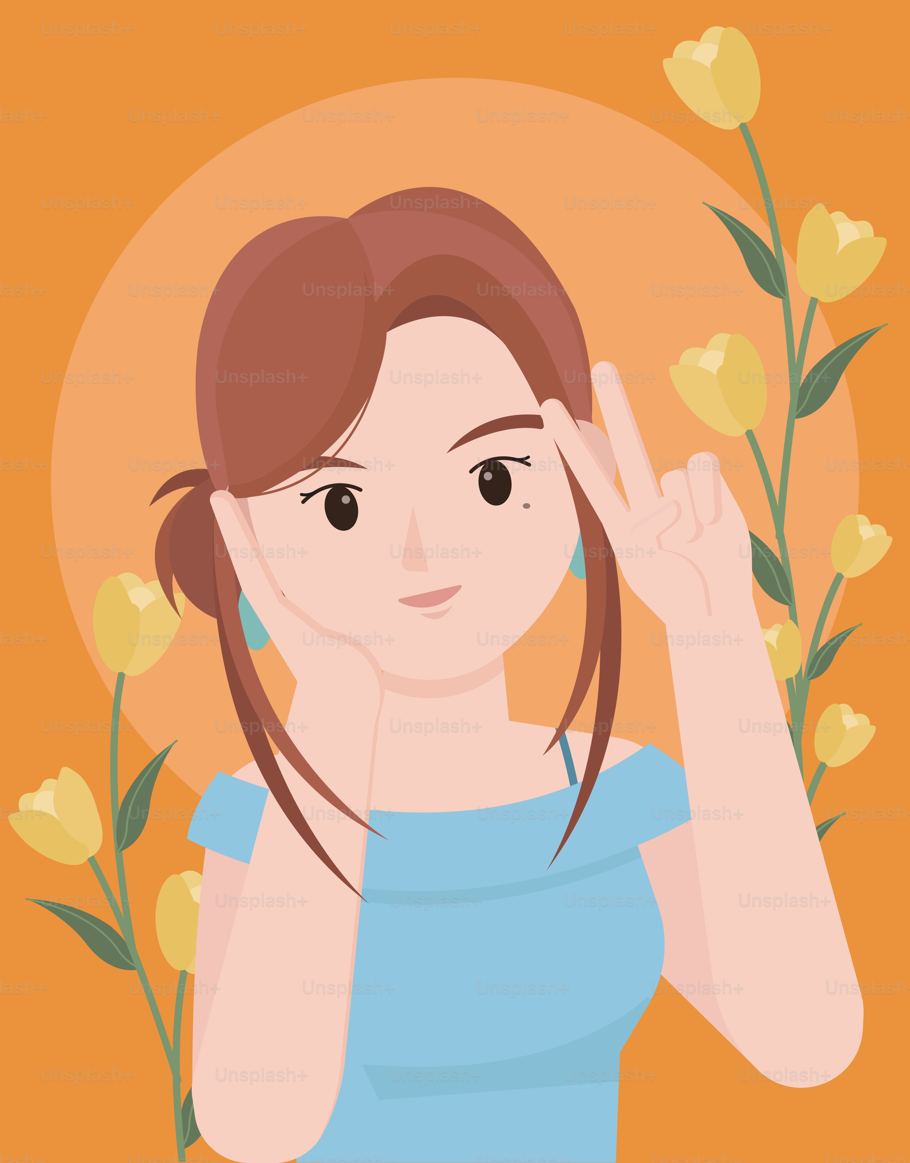 A smiling woman poses peacefully with flowers.