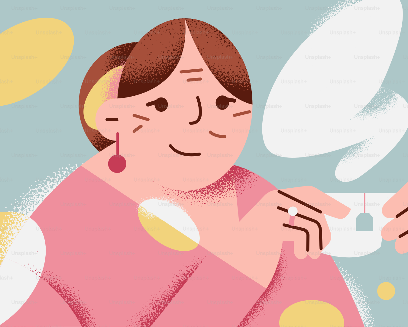 Woman is enjoying a cup of tea.