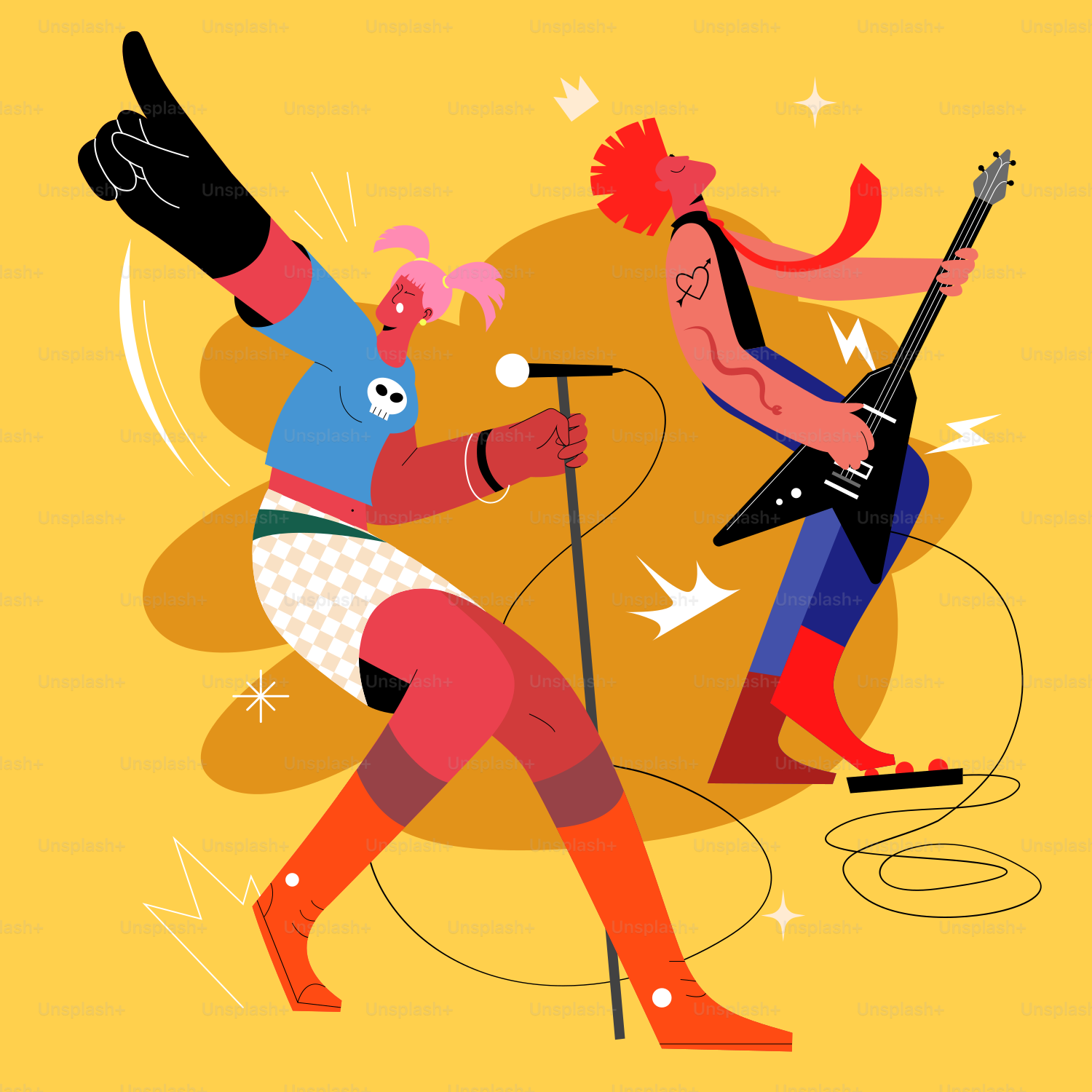 Rockband performt mit Flair auf der Bühne