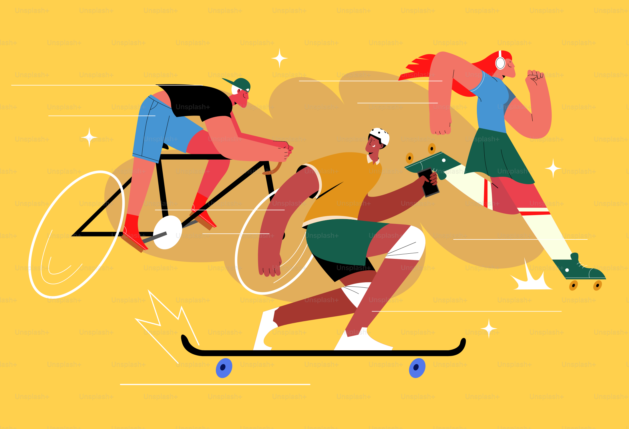 People are participating in different sport activities.