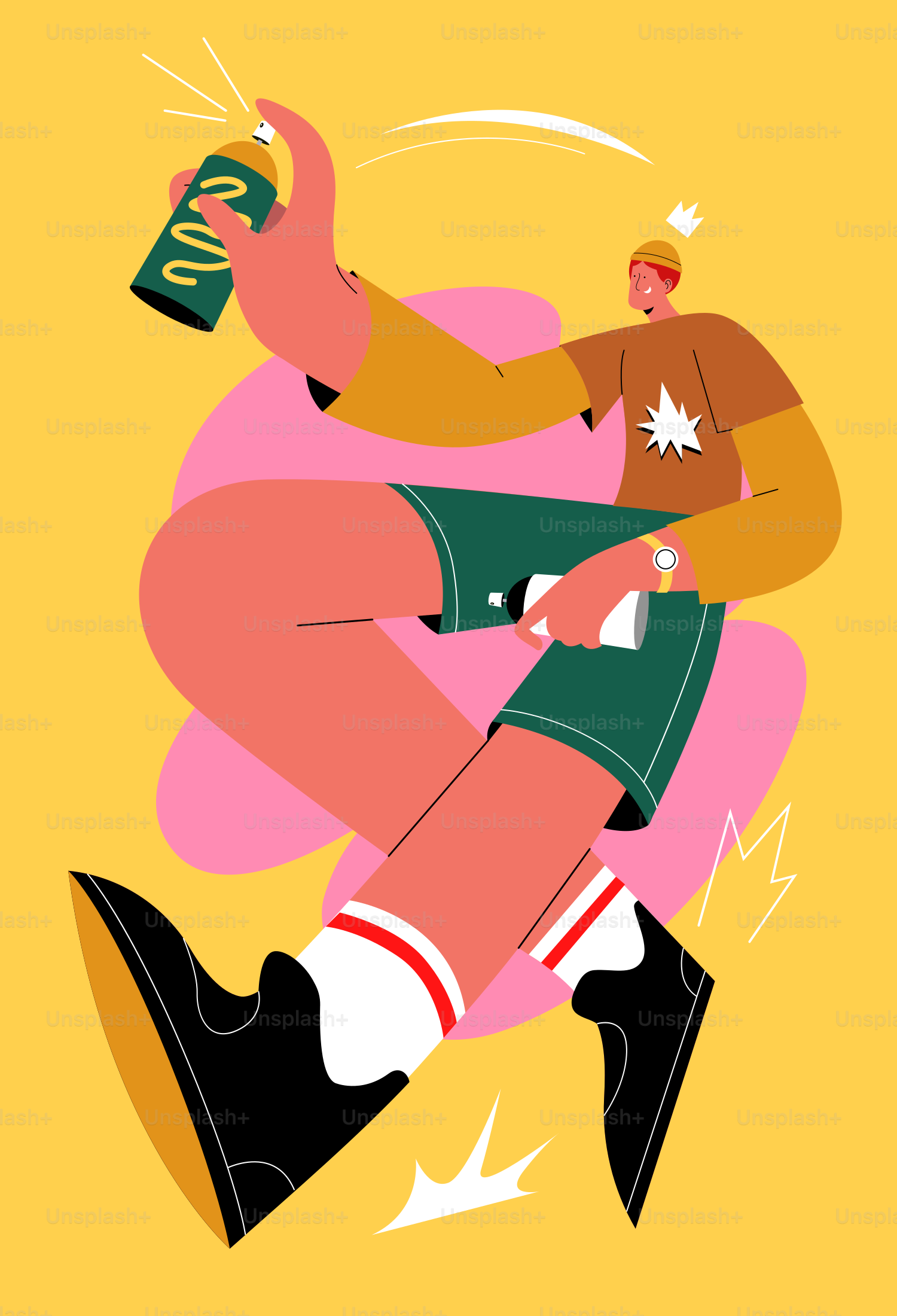 Un jeune fait de l’art du graffiti.