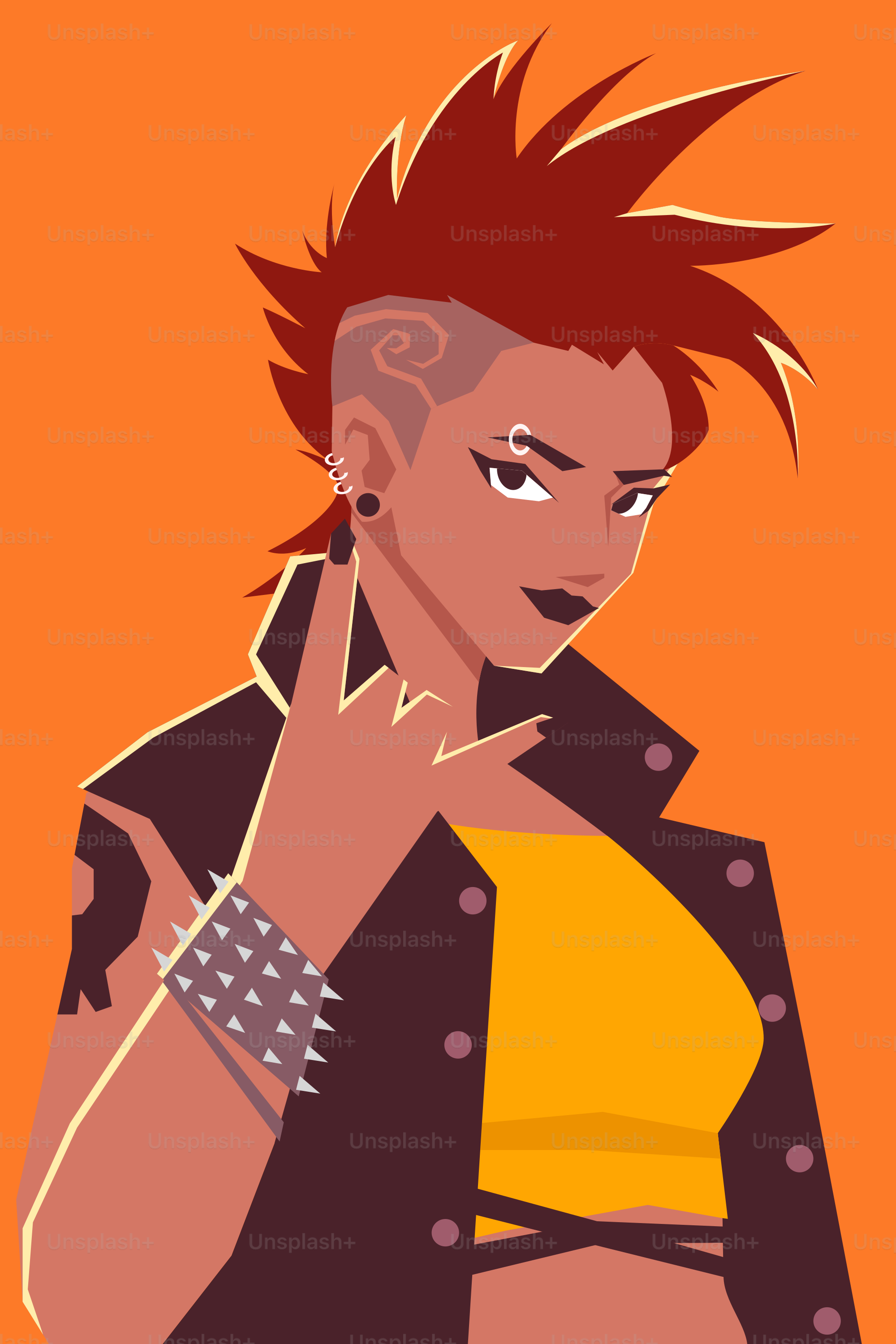 Chica punk genial haciendo un sello de mano rockero.