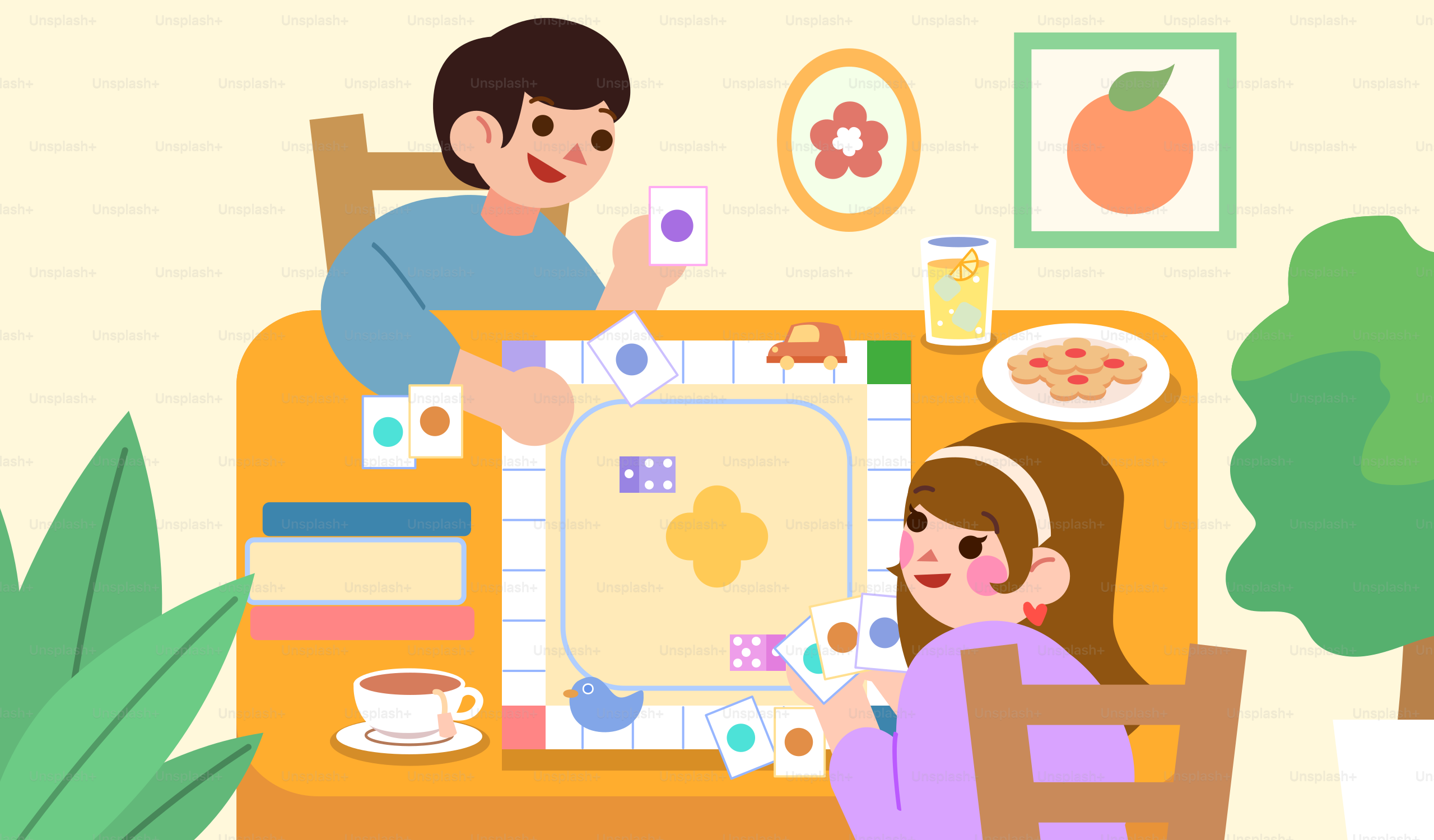Um casal joga um jogo de tabuleiro juntos.