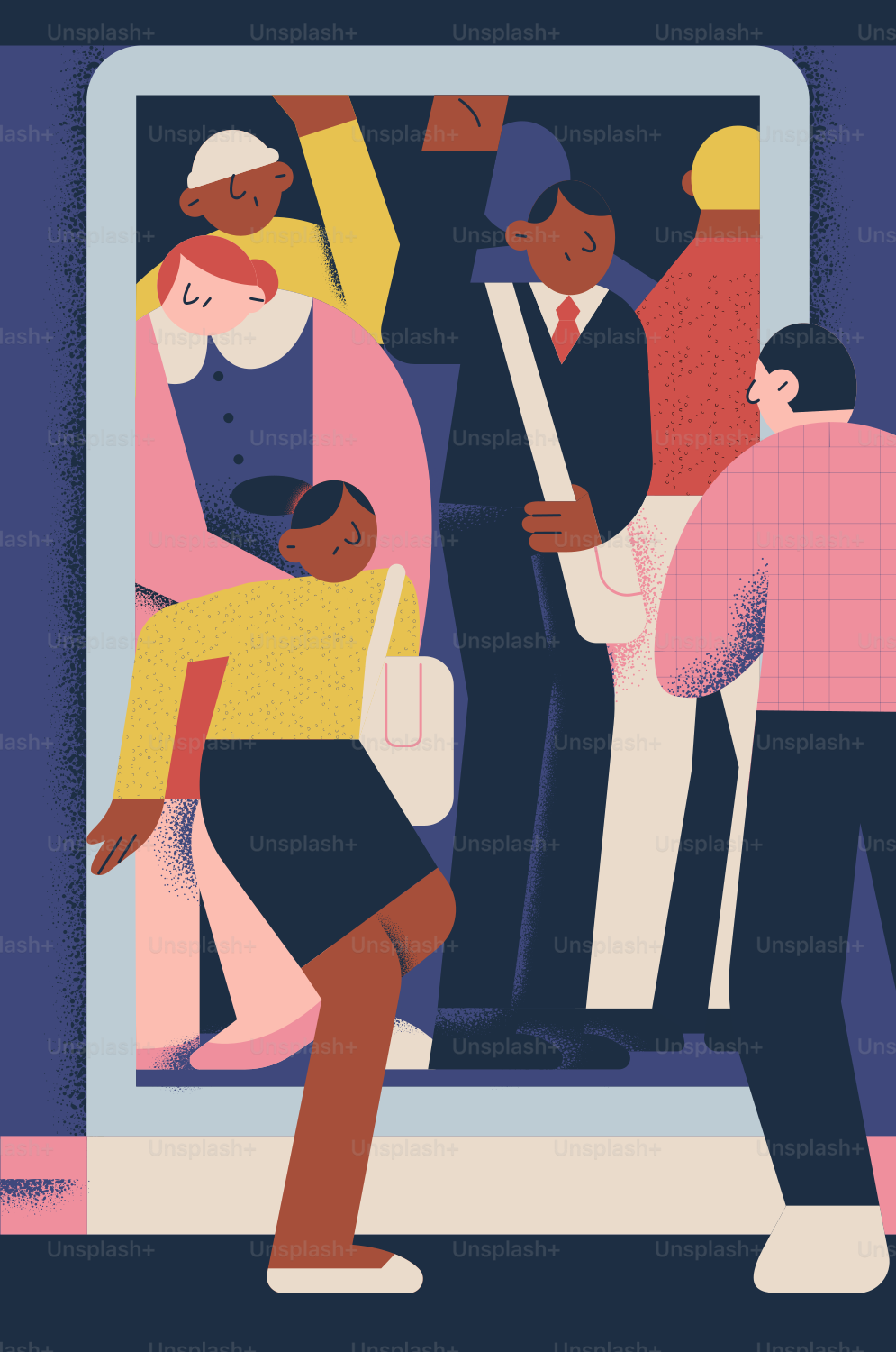 Menschen quetschten sich in einen U-Bahn-Wagen.