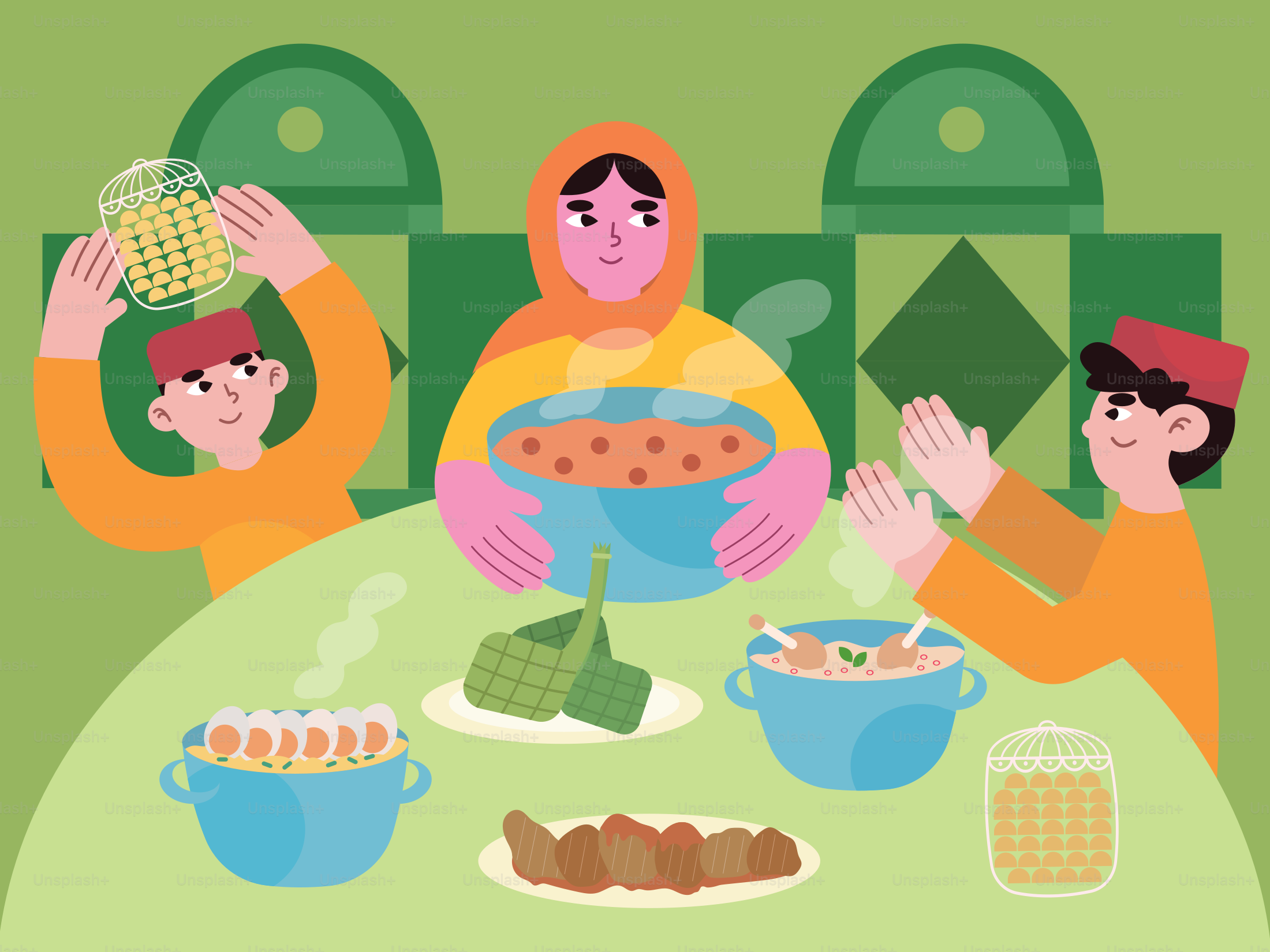 Family enjoys a festive meal together.