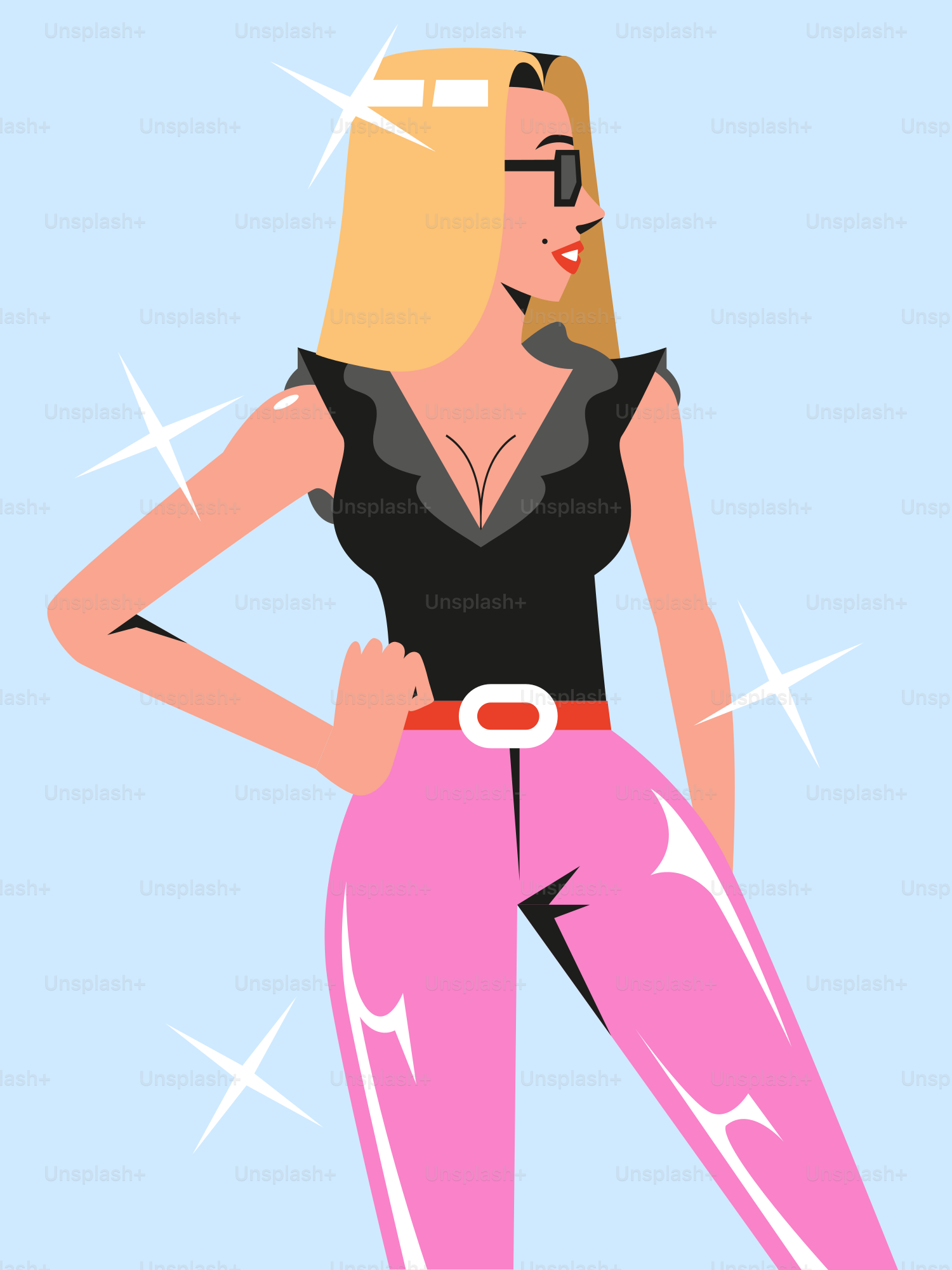 Stylish woman poses with confidence.