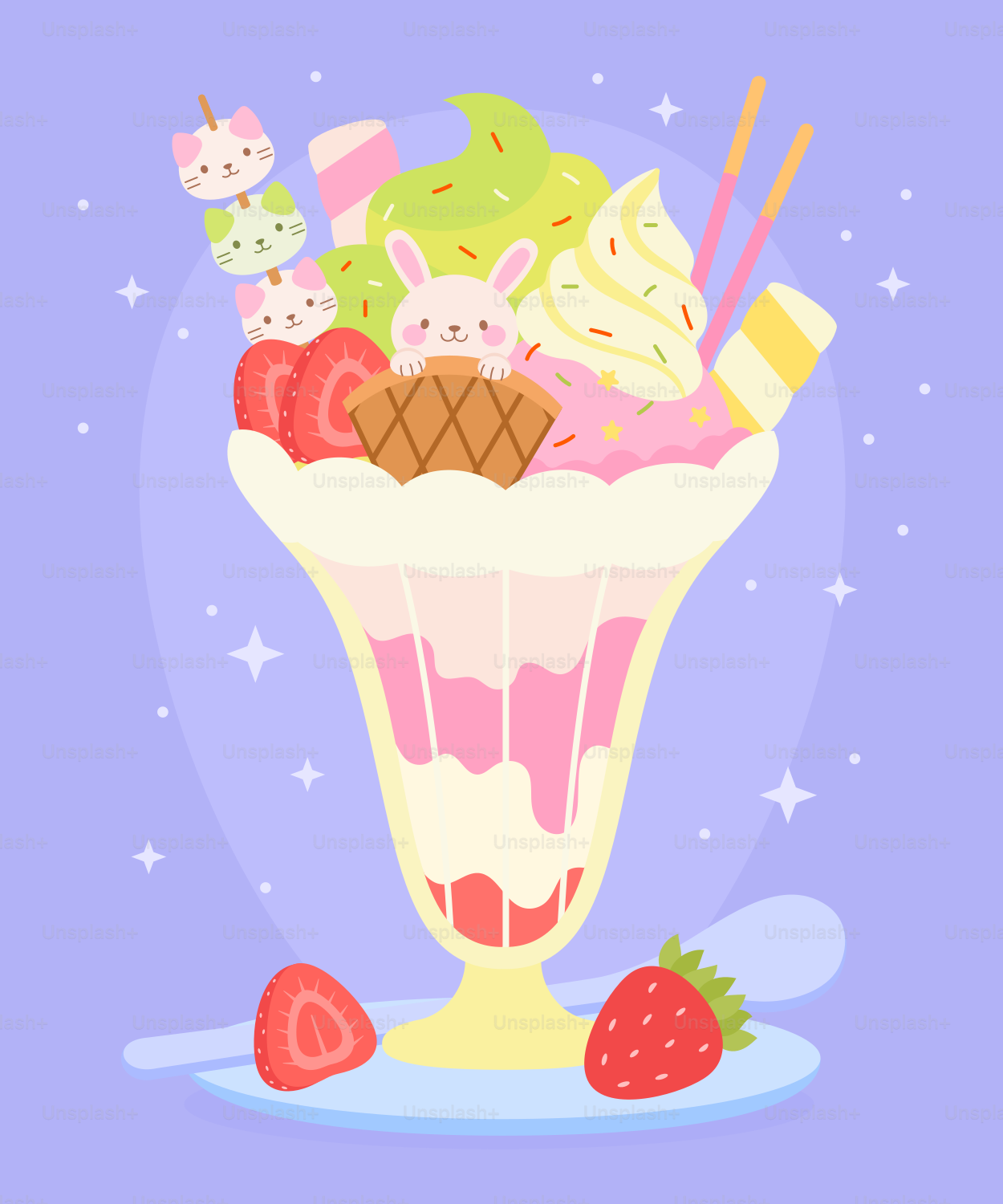 Délicieux parfait dessert avec des décorations amusantes.