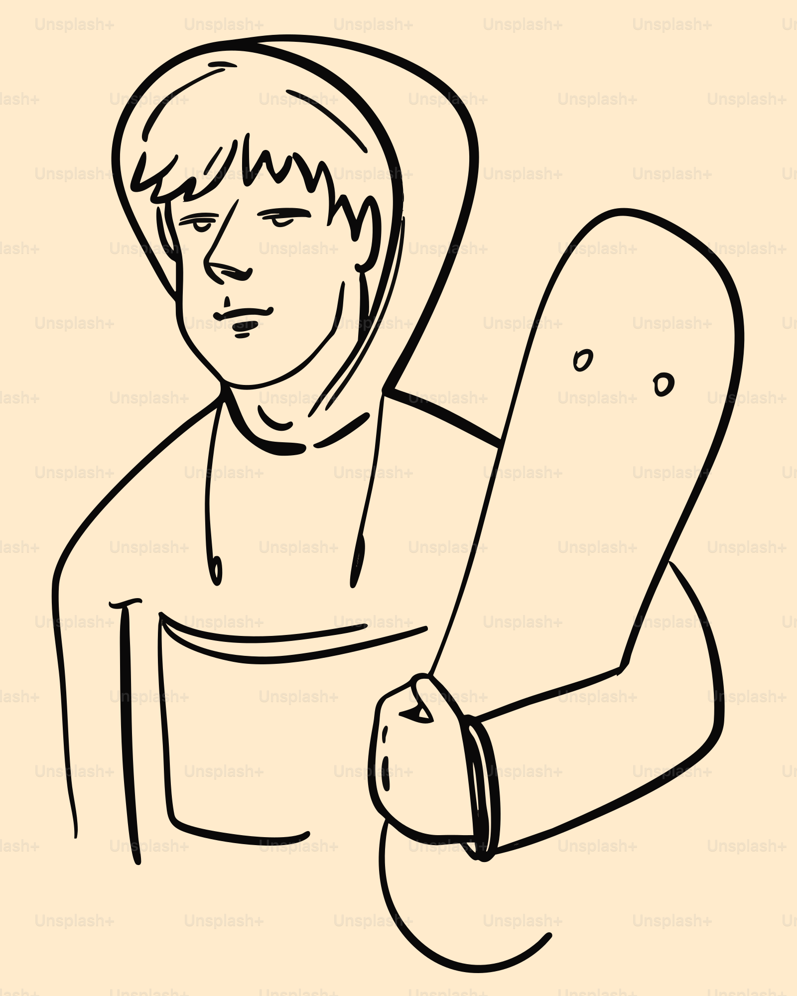 Un giovane porta uno skateboard.