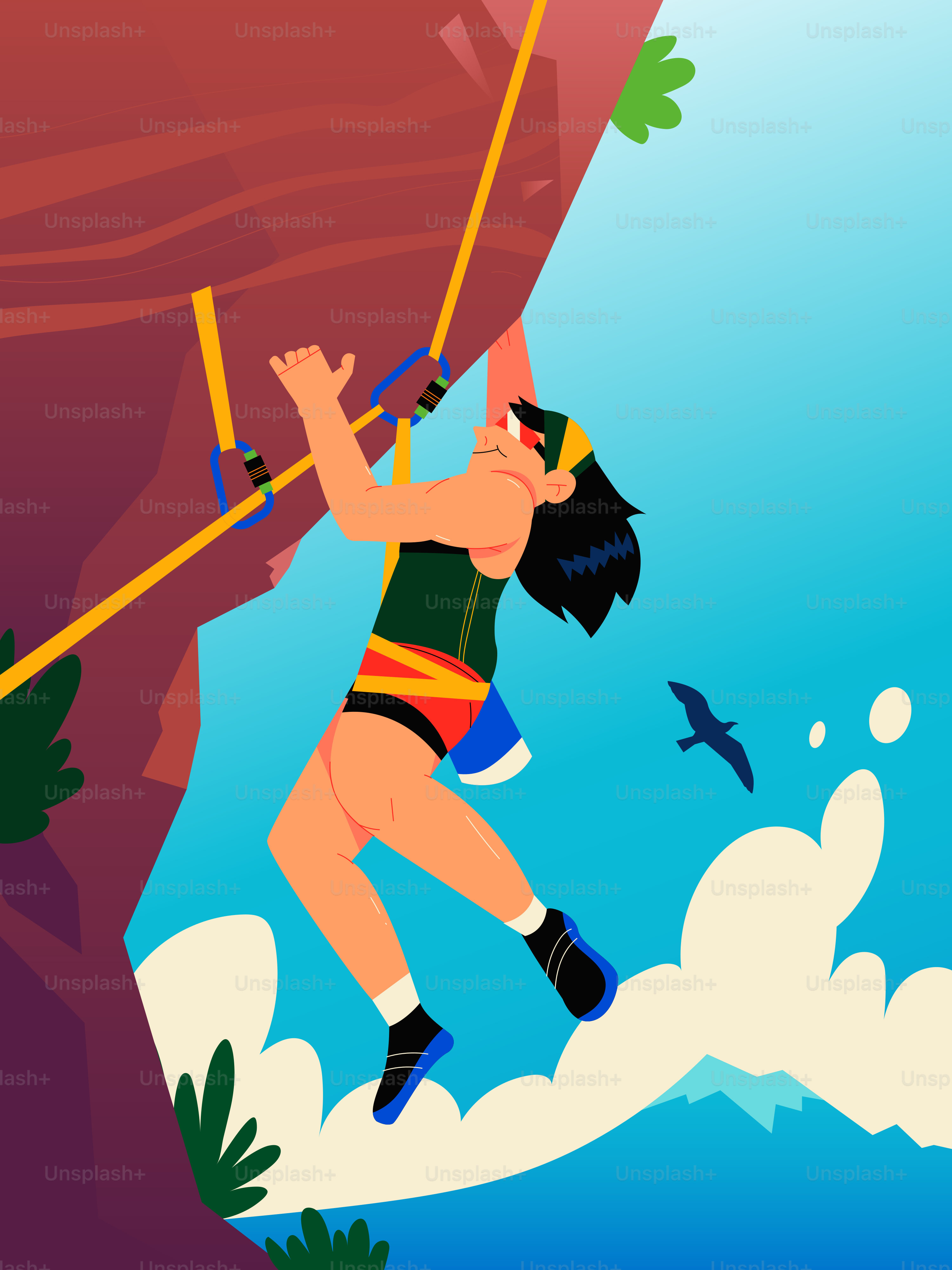 Un arrampicatore che scala una parete scogliera