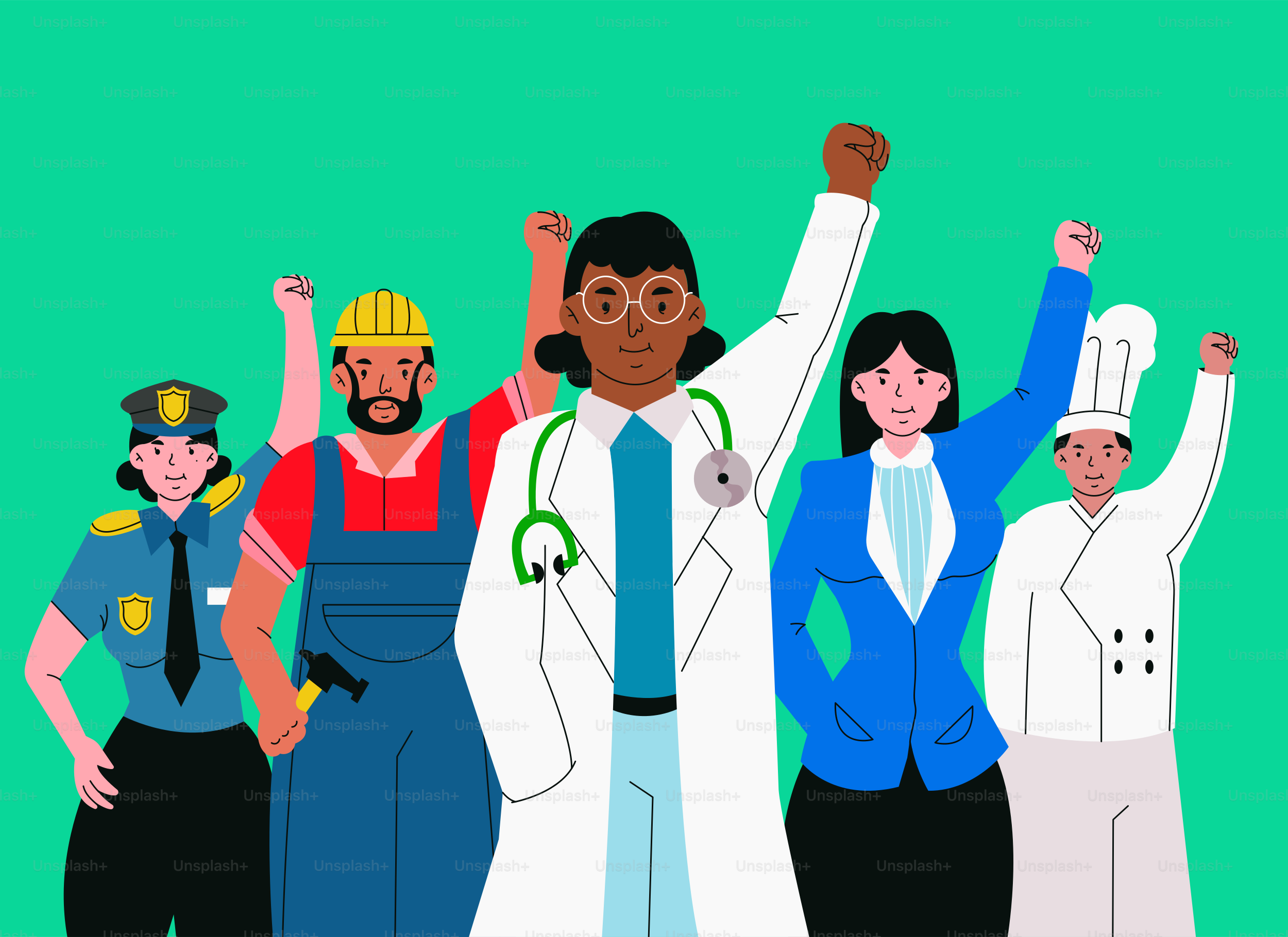 Diverse workers celebrate their accomplishments together.