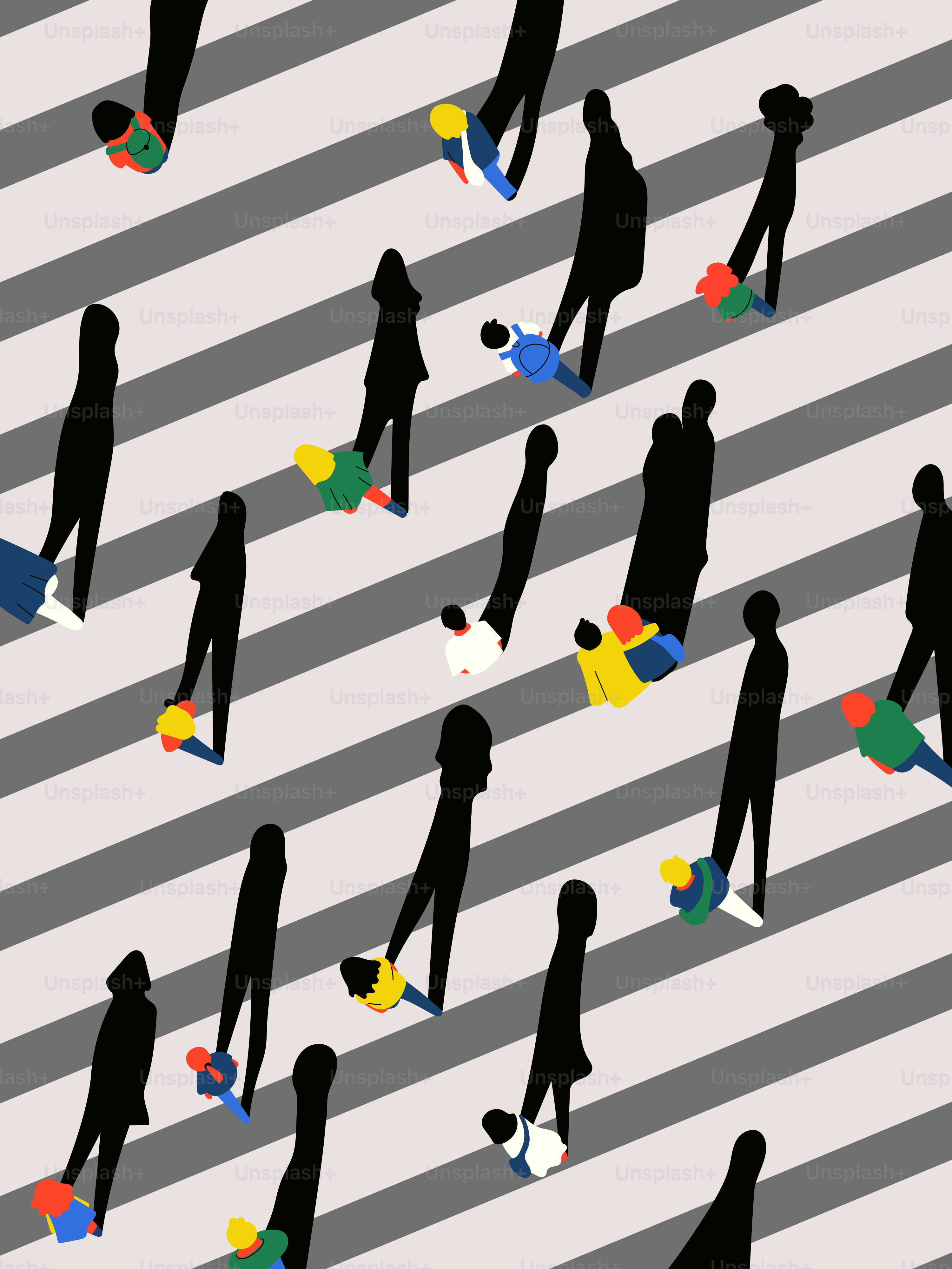 People cross the street on a zebra crossing.