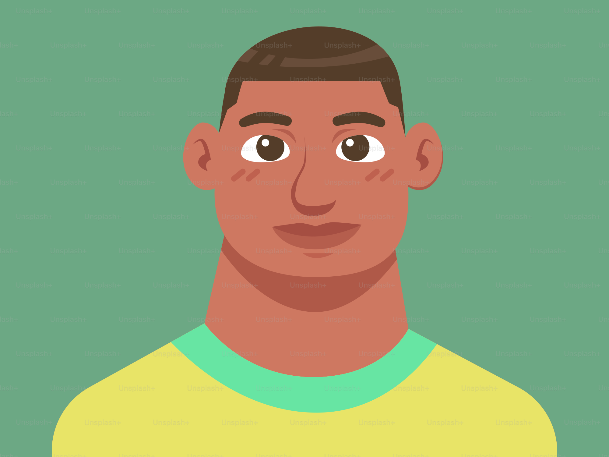 A smiling man with a yellow shirt.