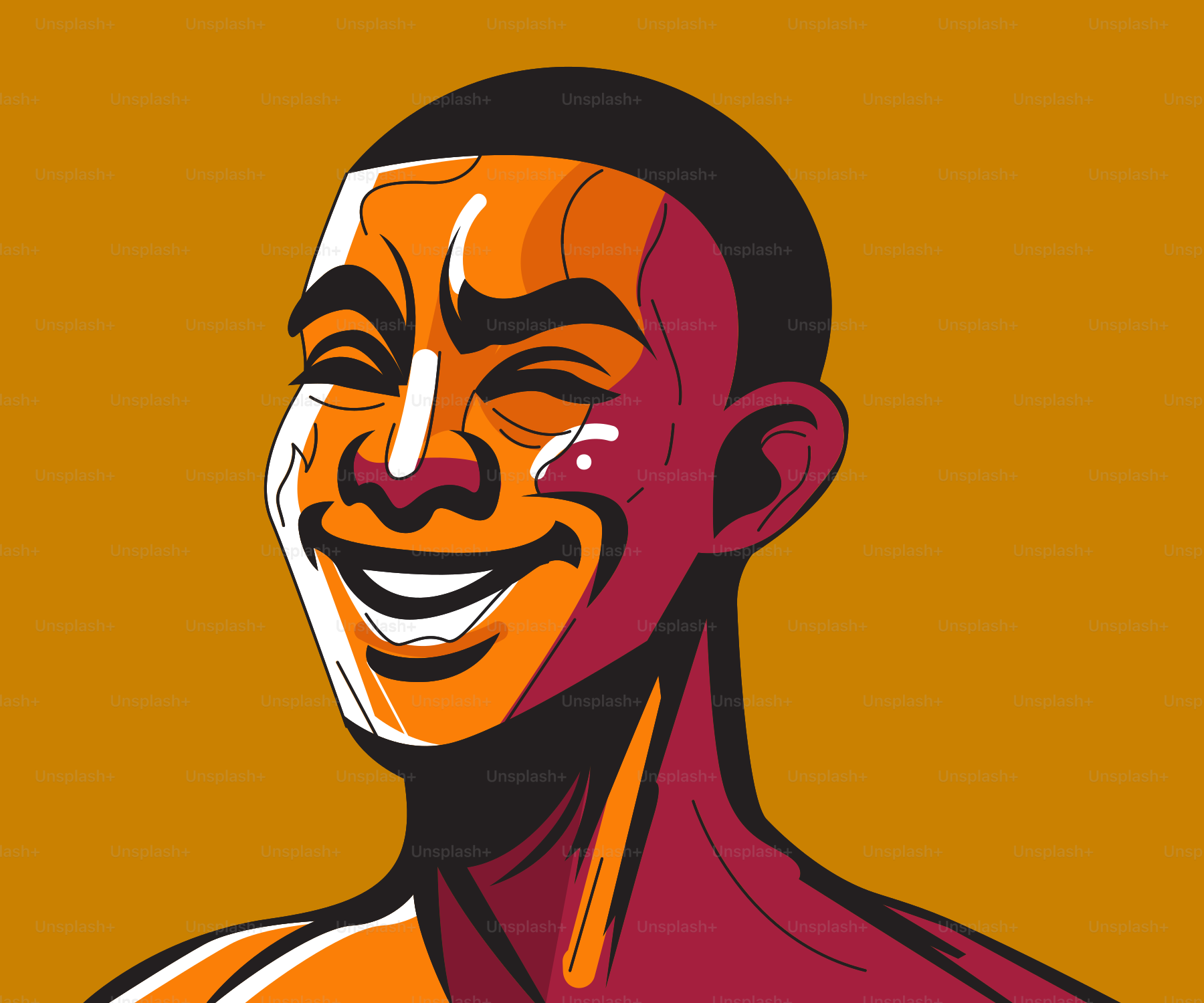 Uomo sorridente in uno stile grafico audace.