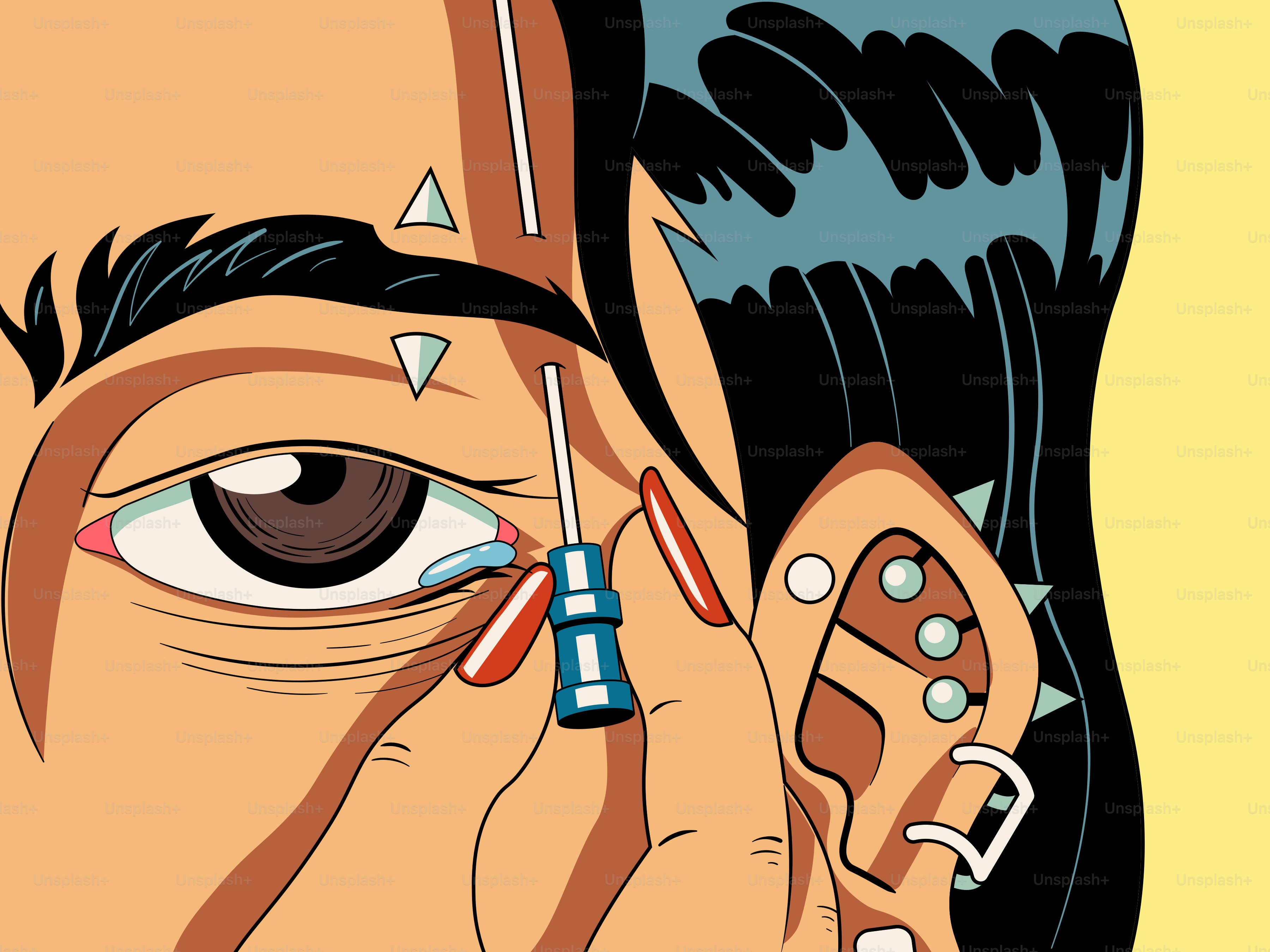 Se inyecta a una persona con varios piercings.