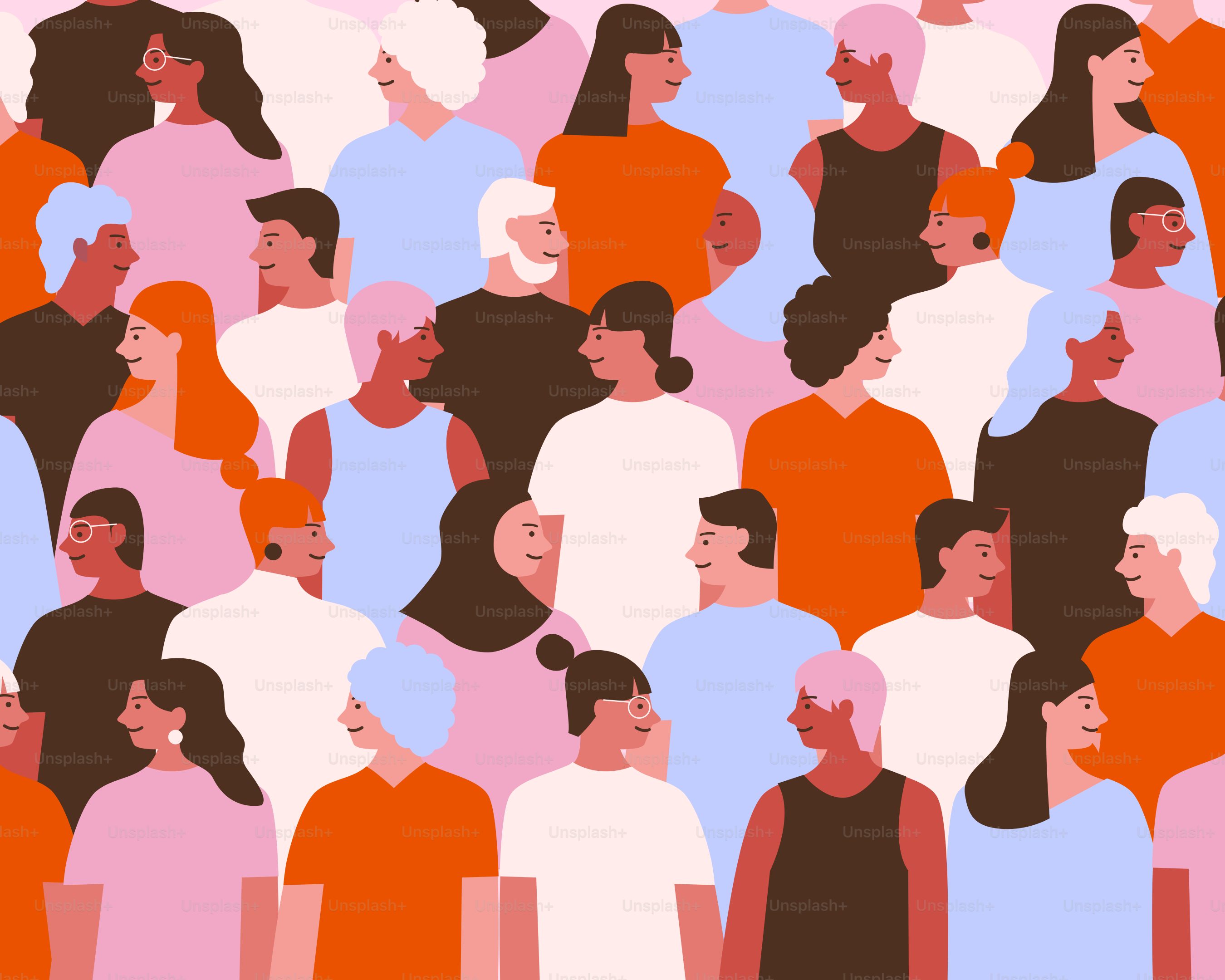 Un grupo diverso de personas en una ilustración colorida.