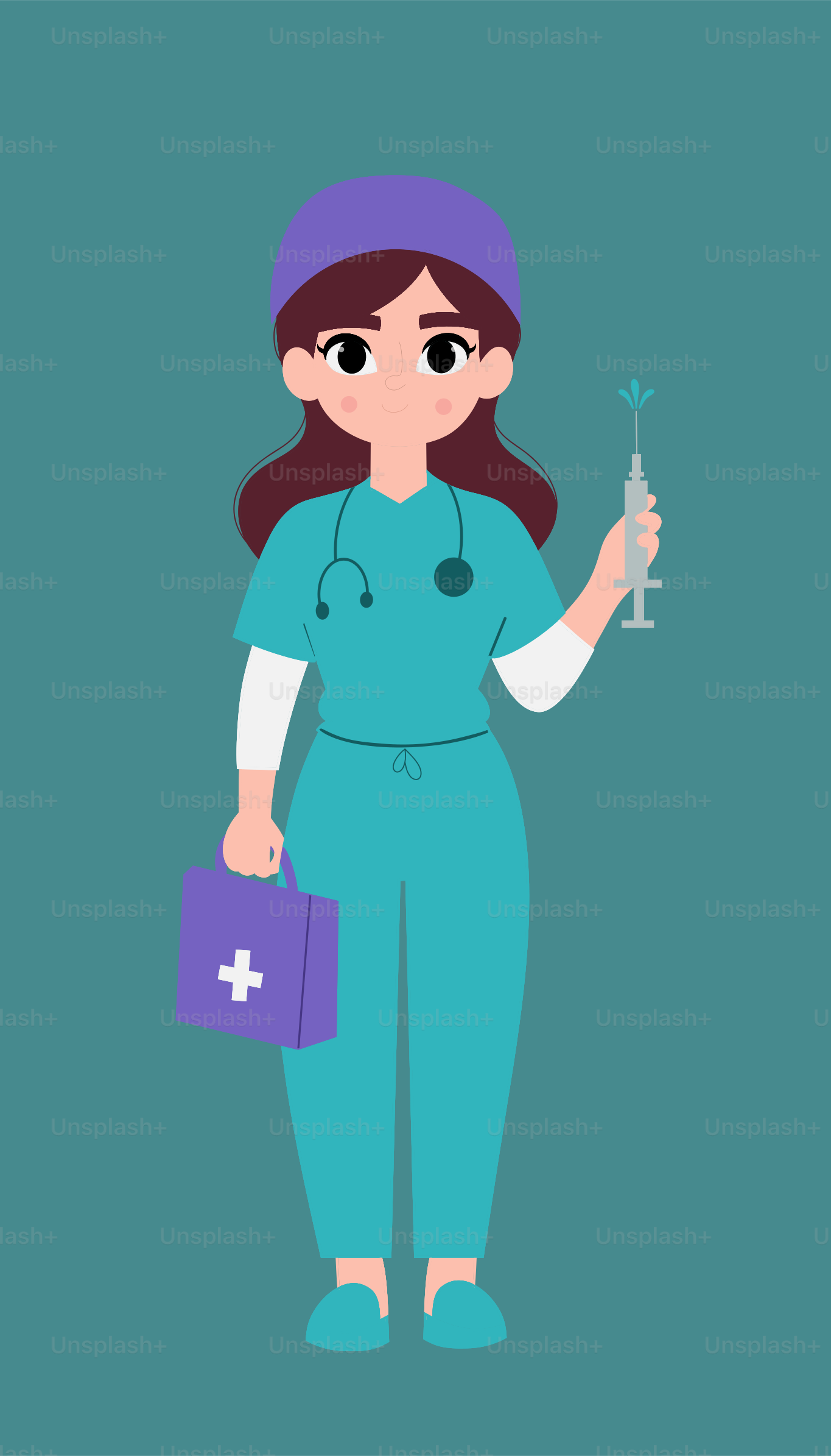 A nurse holds a syringe and medical kit.
