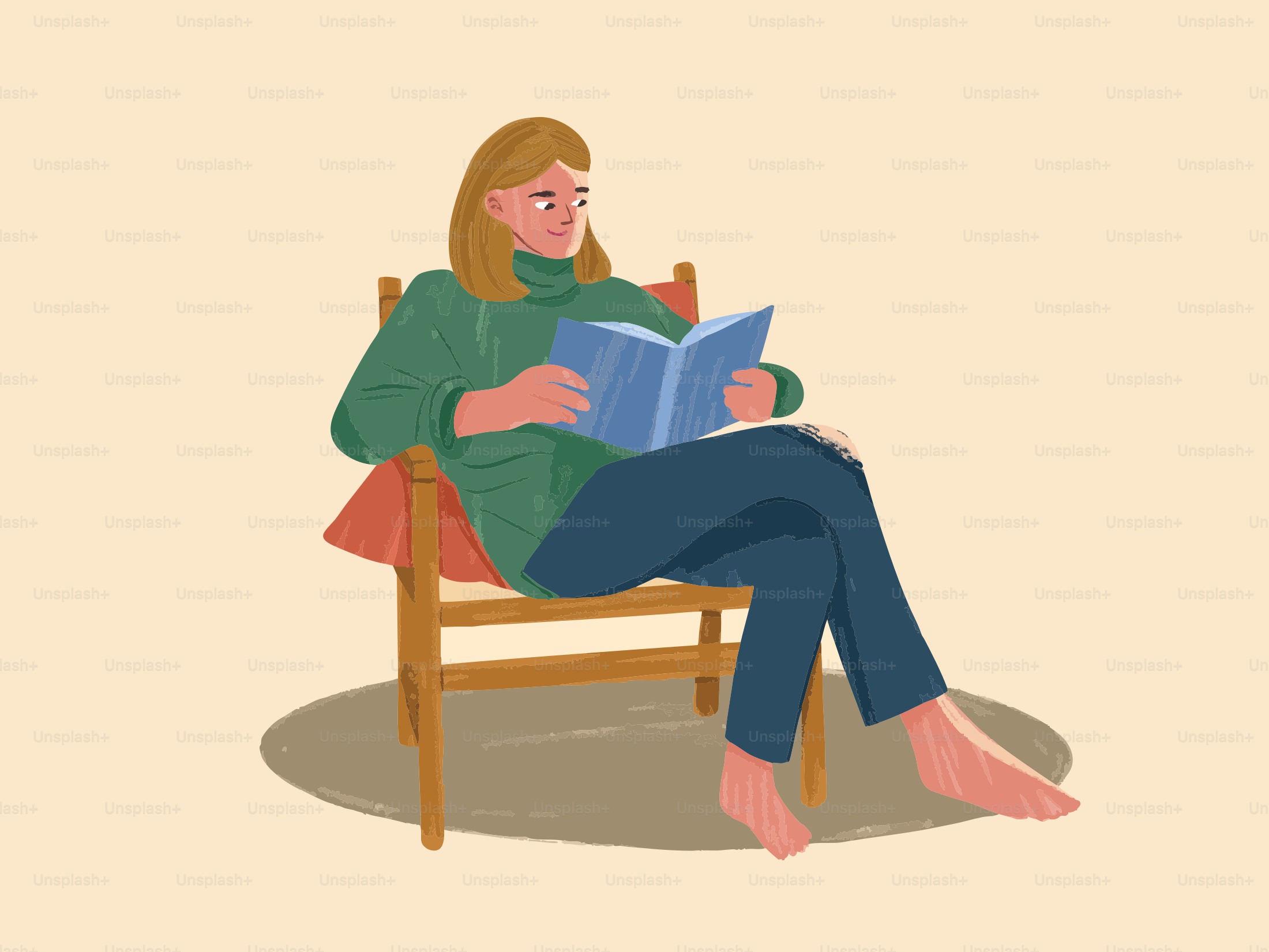 한 여성이 편안히 책을 읽고 있다. 벡터 – Unsplash의 책 이미지, image size:3000x2250