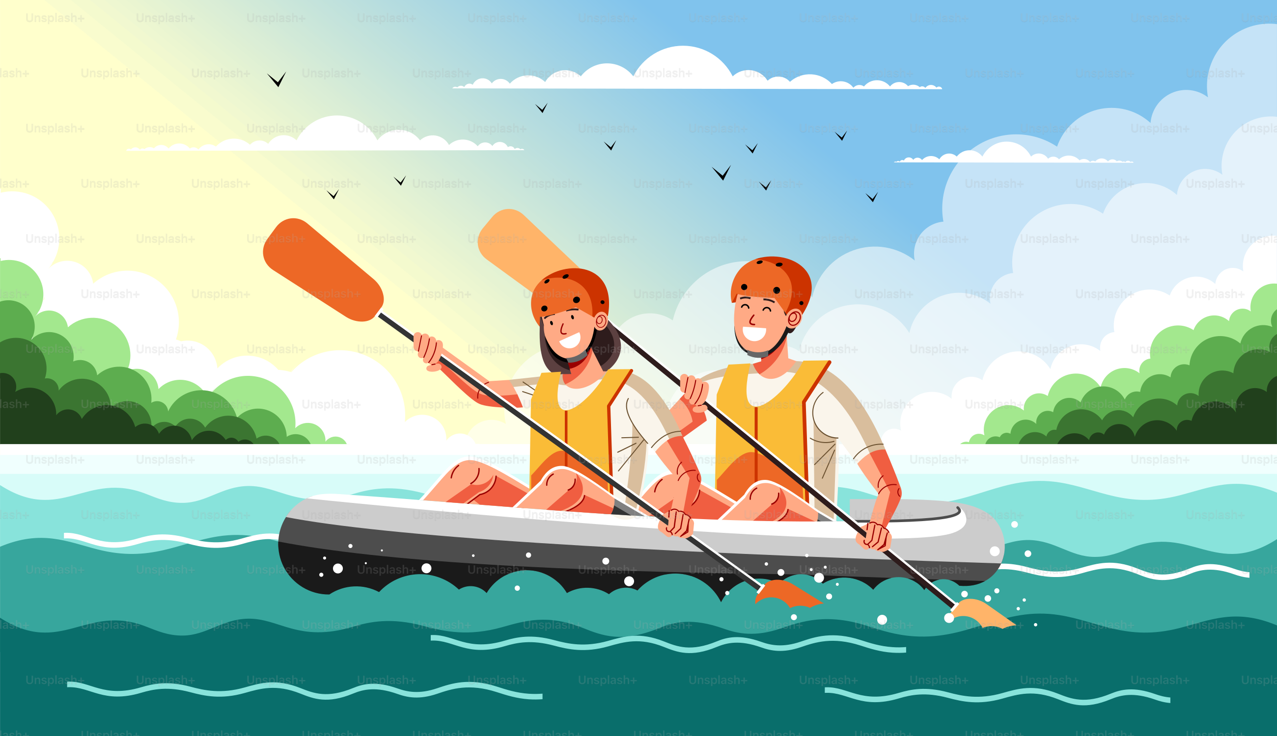 People enjoy kayaking together on a beautiful lake.