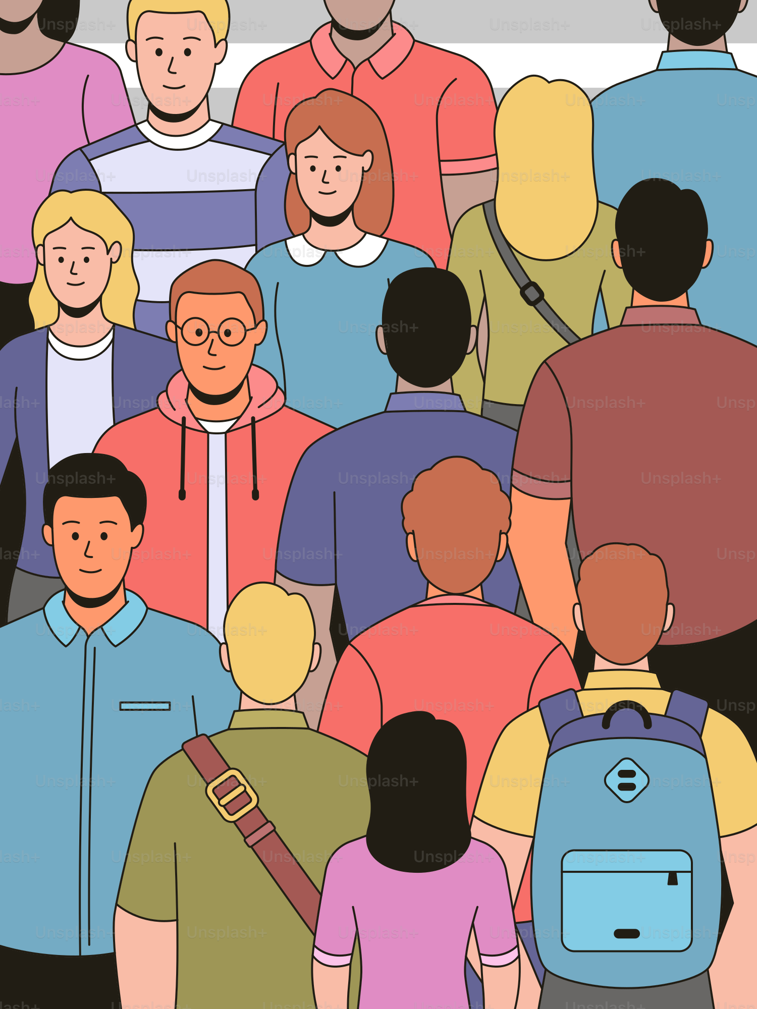 A large crowd of diverse people are together.