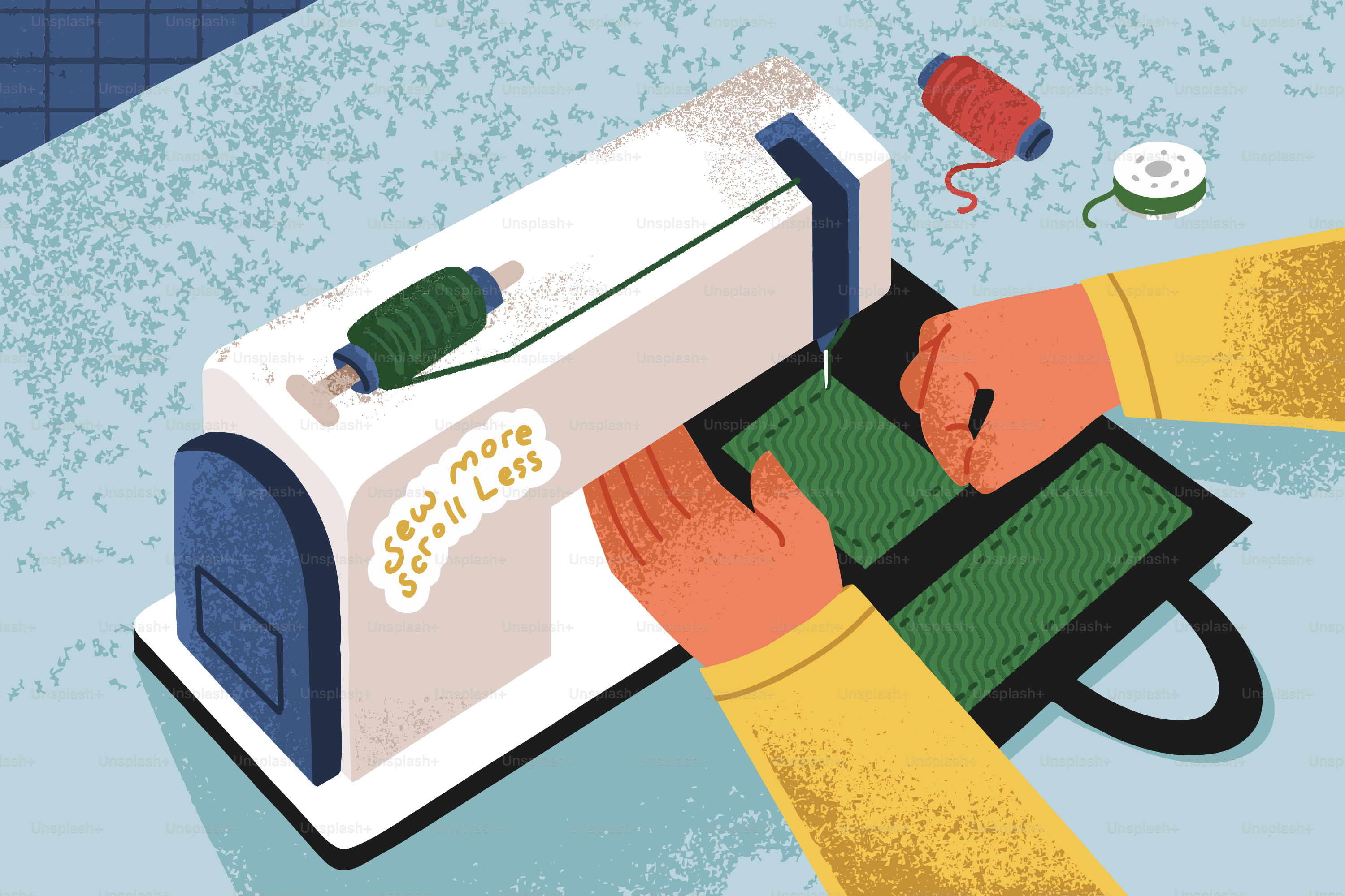 Someone is using a sewing machine.