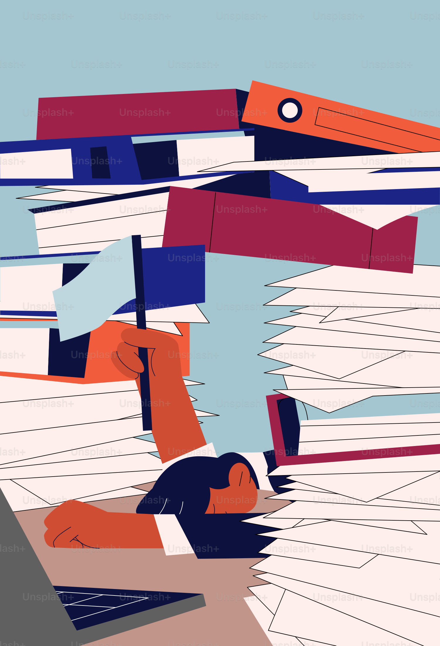 Noyé dans la paperasse, brandissant le drapeau blanc.