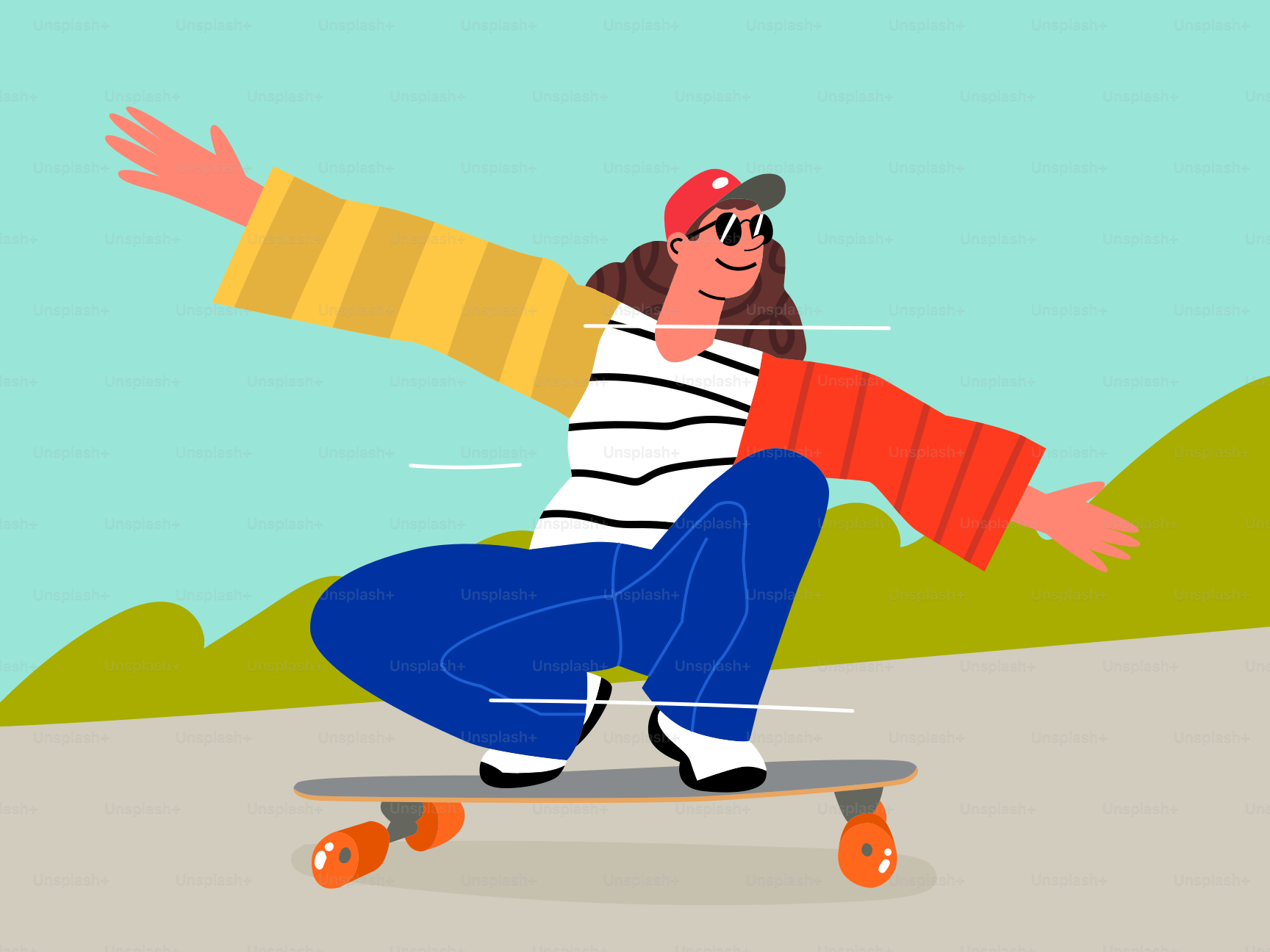 Una persona patinando alegremente al aire libre.