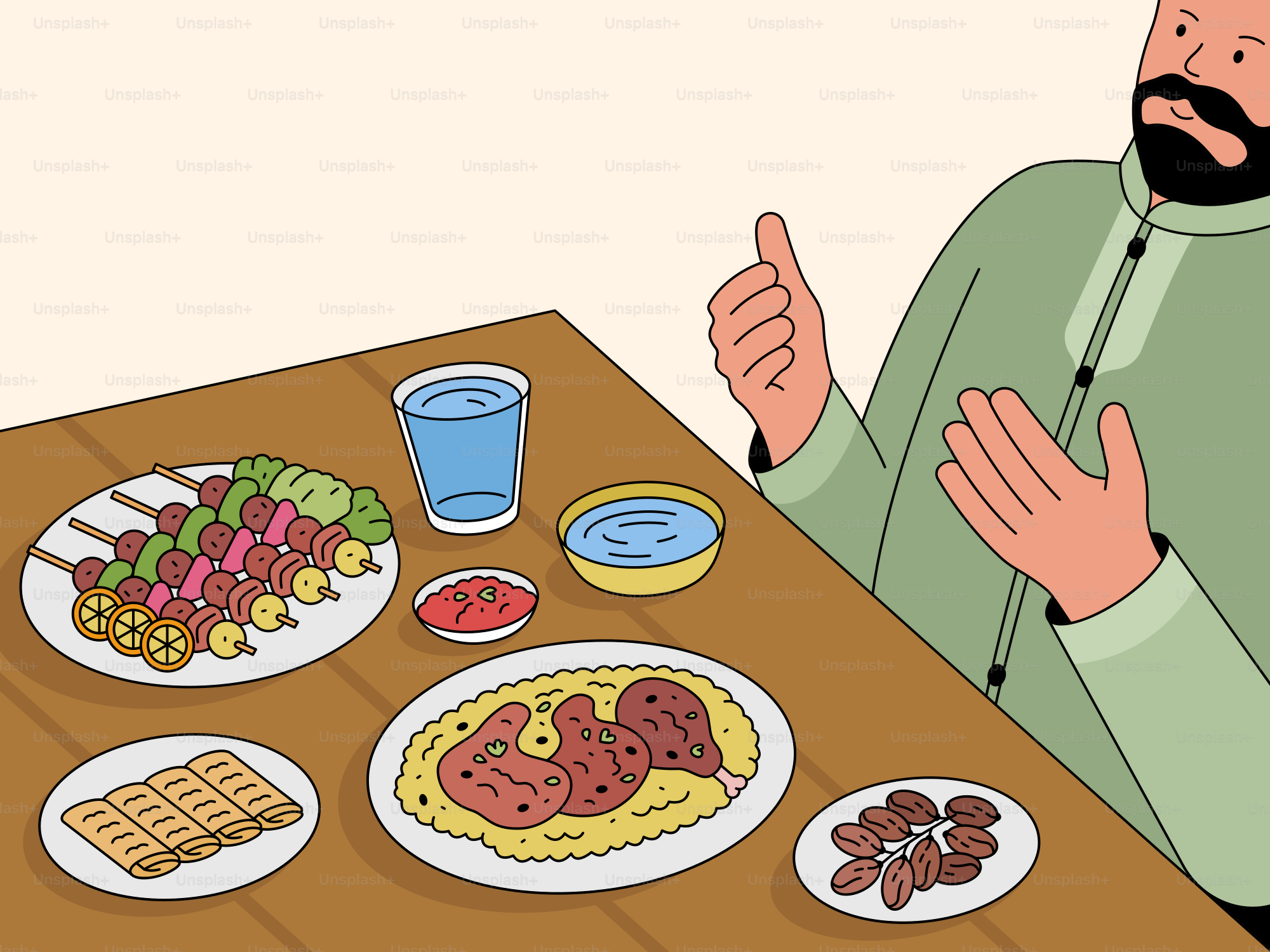 A man is about to eat a meal.