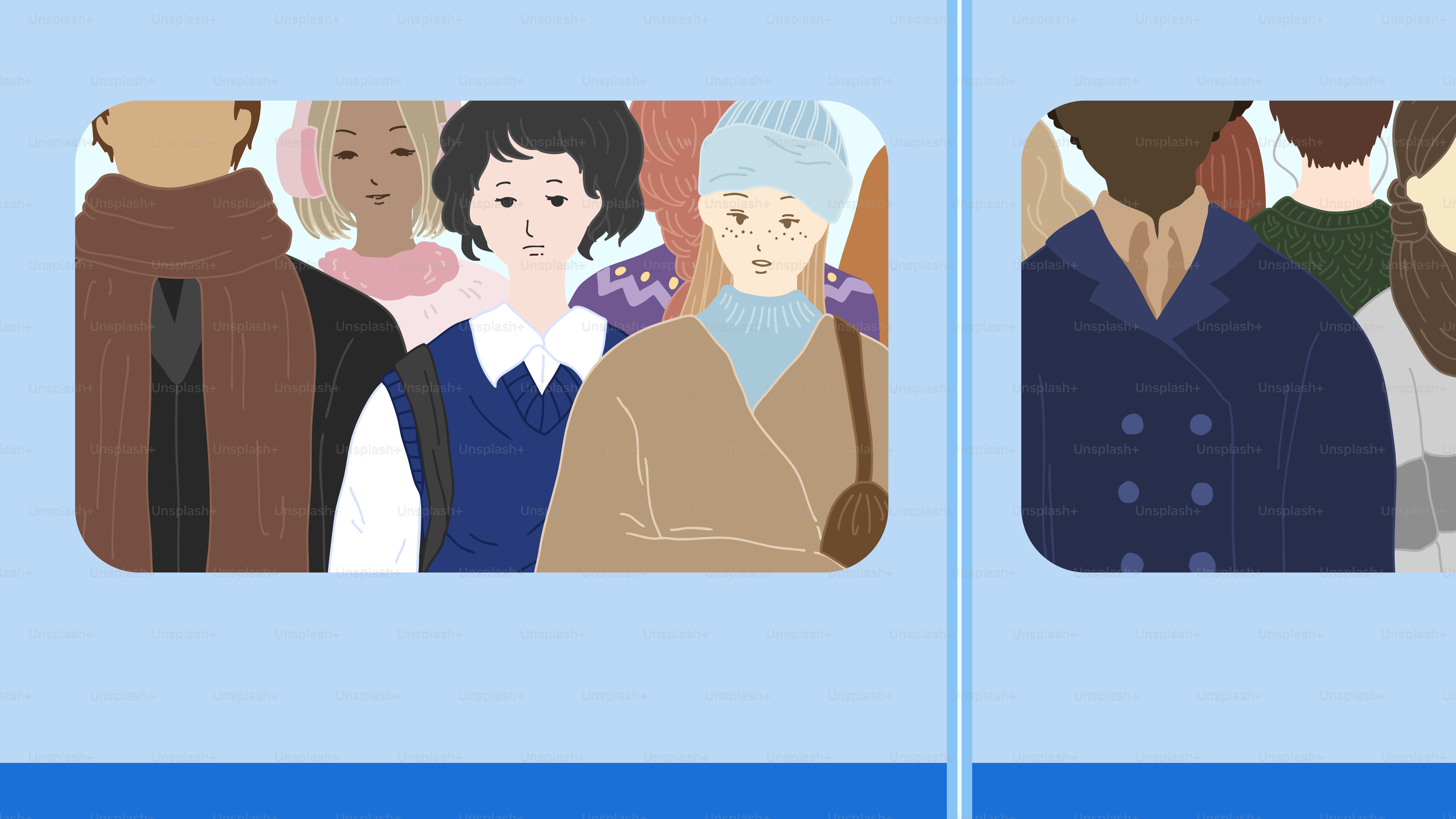 People standing together in a colorful illustration.