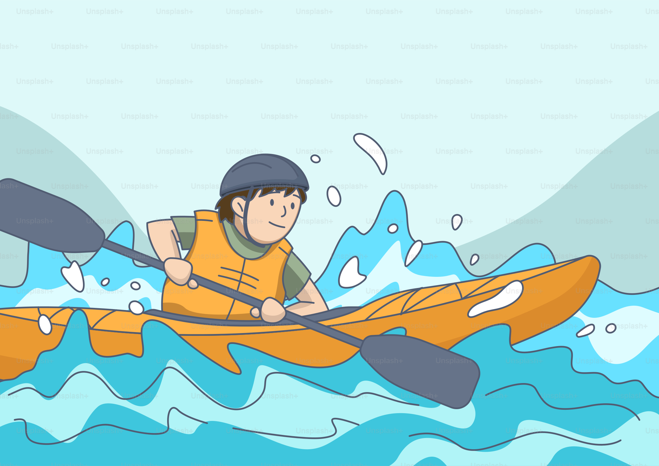 A person kayaking in the water.