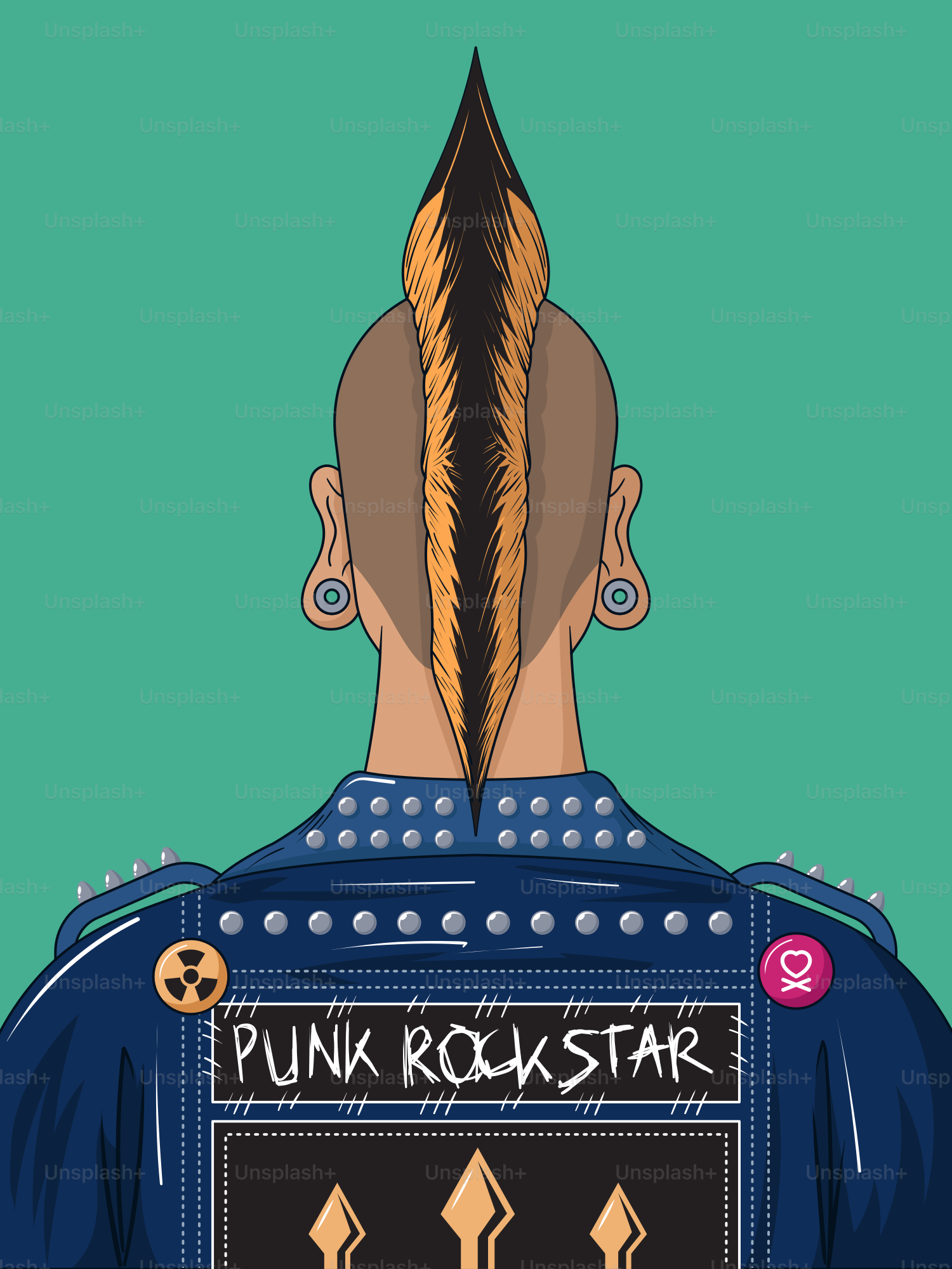 Una estrella de rock punk con el pelo puntiagudo.
