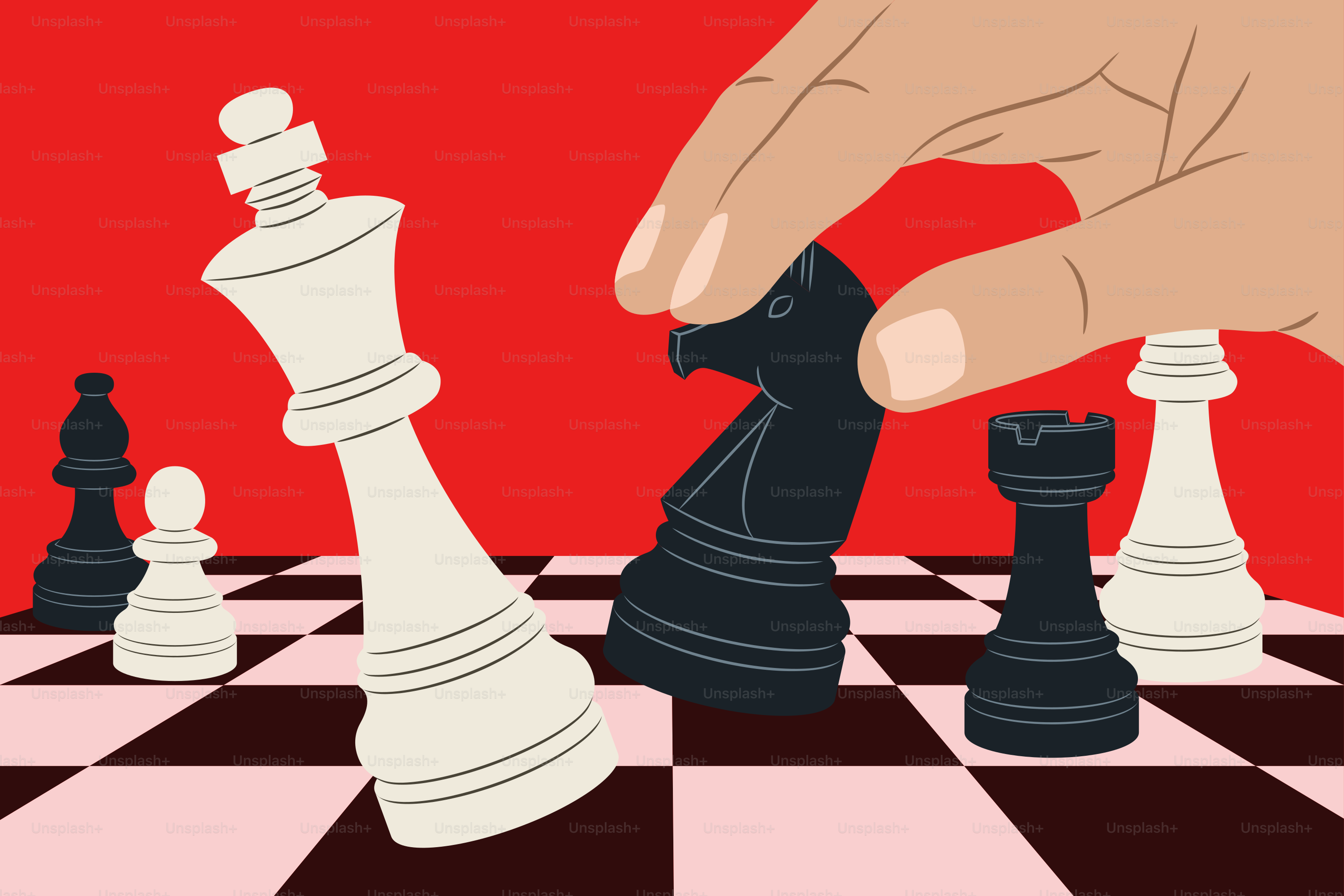 A hand moves a chess piece during a game.