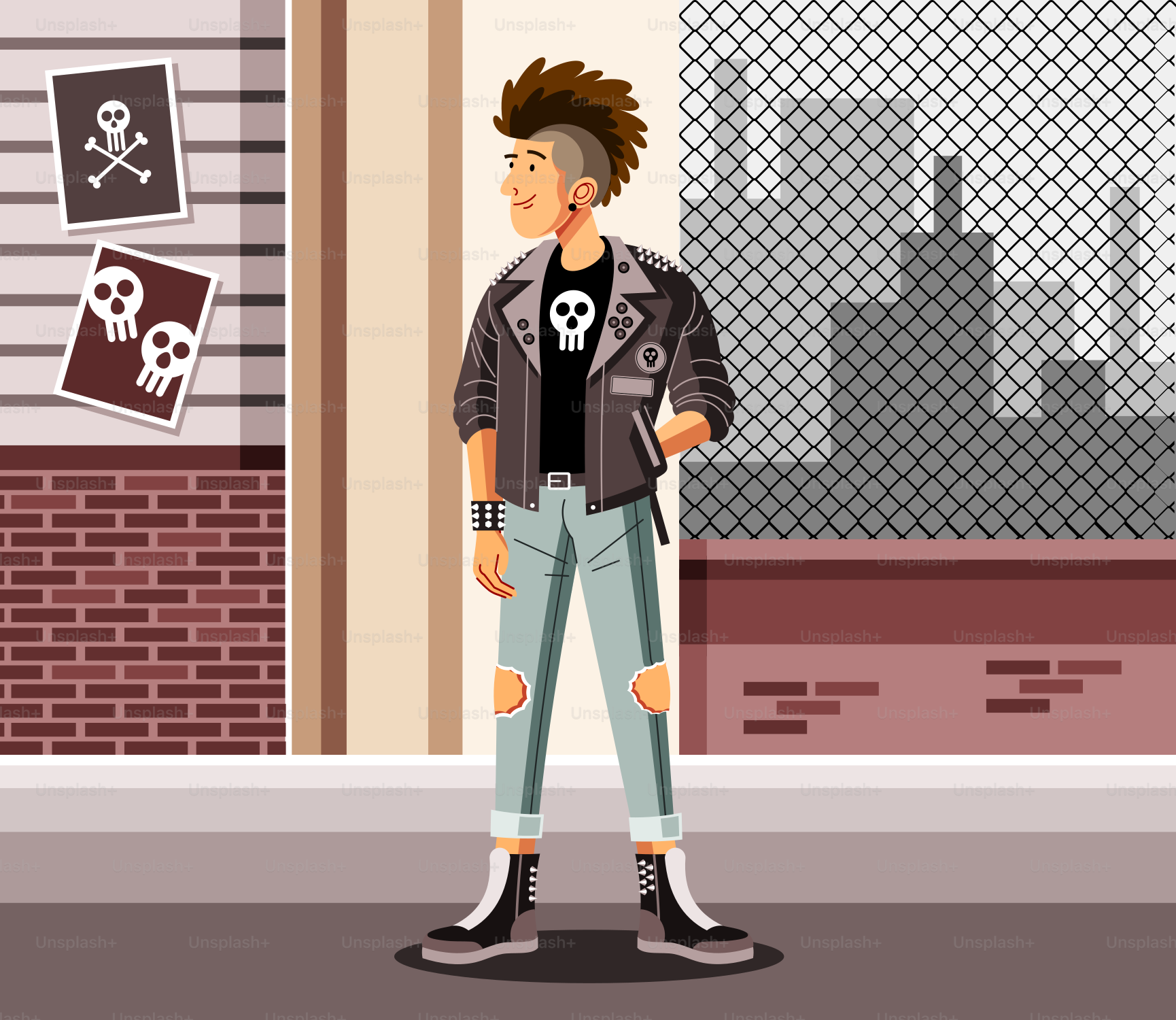 ¡Un punk se pone en pie, listo para rockear!