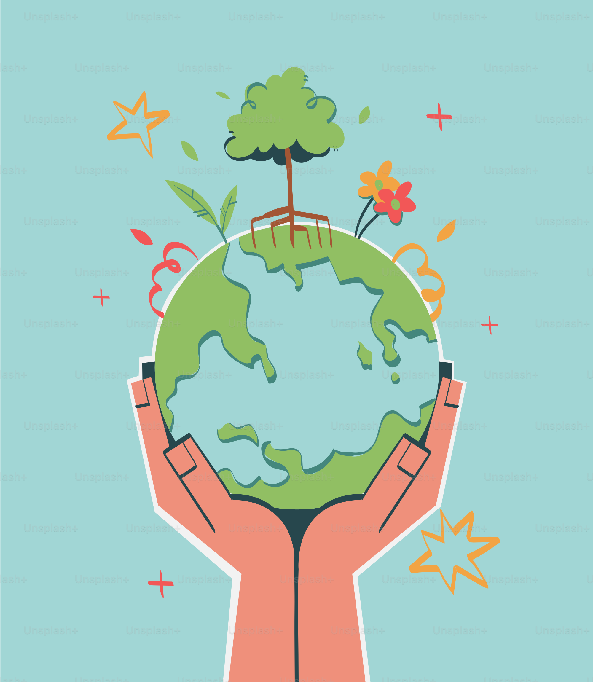 Protecting the earth with green nature.