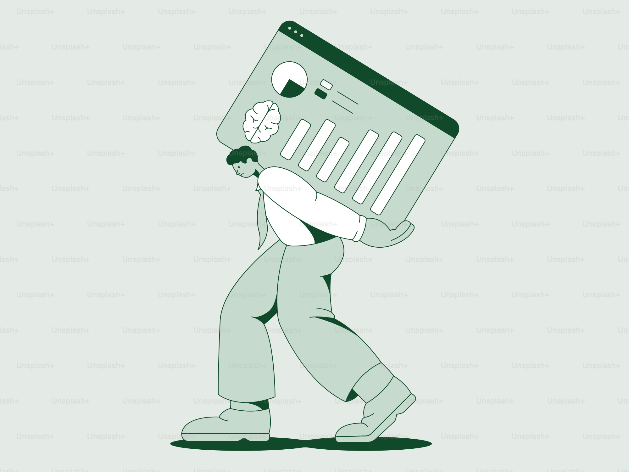 Man is carrying a heavy data analysis screen.