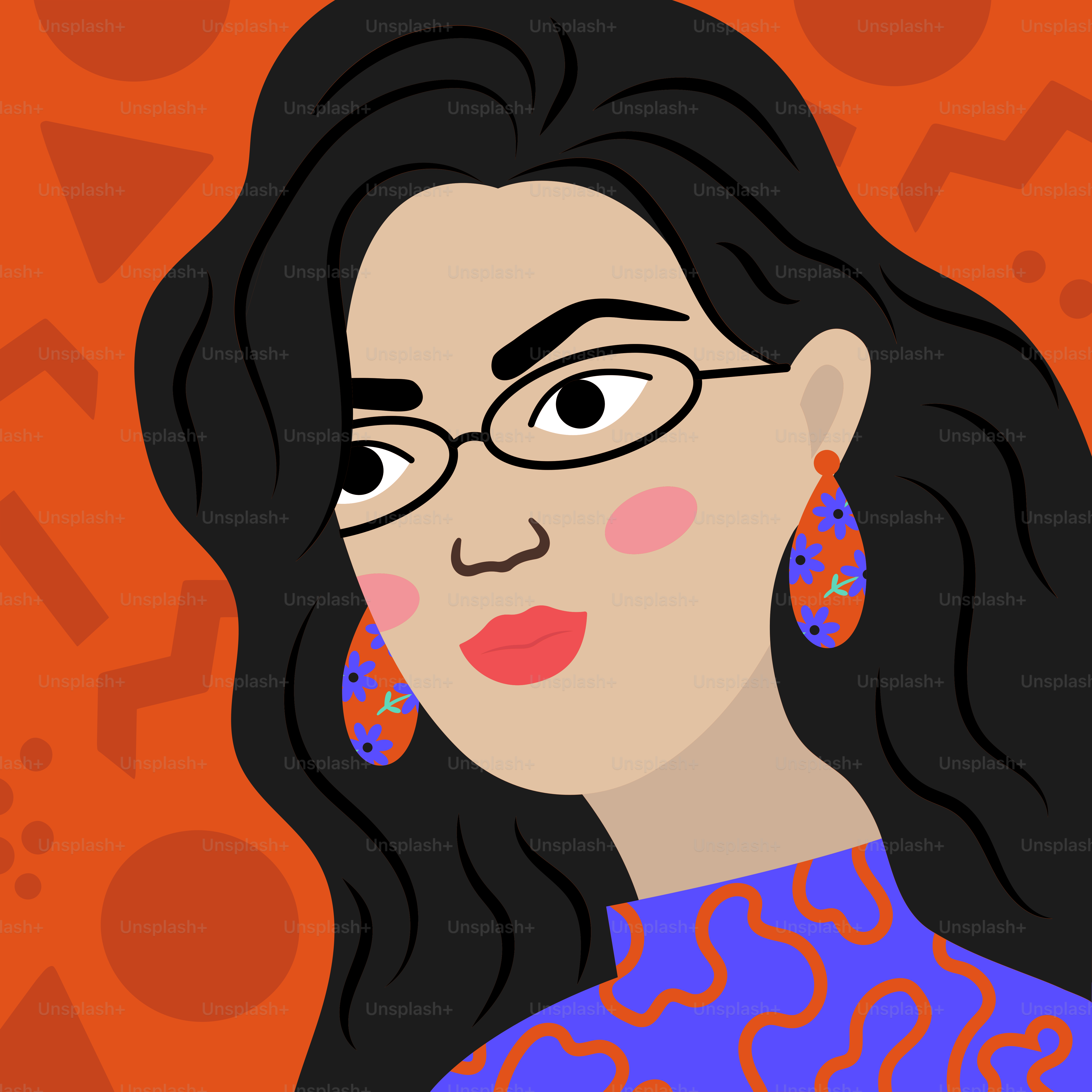 Una mujer con gafas y pelo largo y negro.