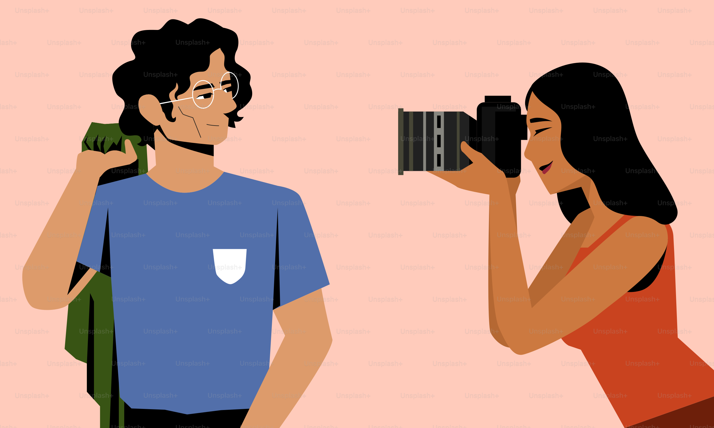 A photographer is taking a photo of a man.