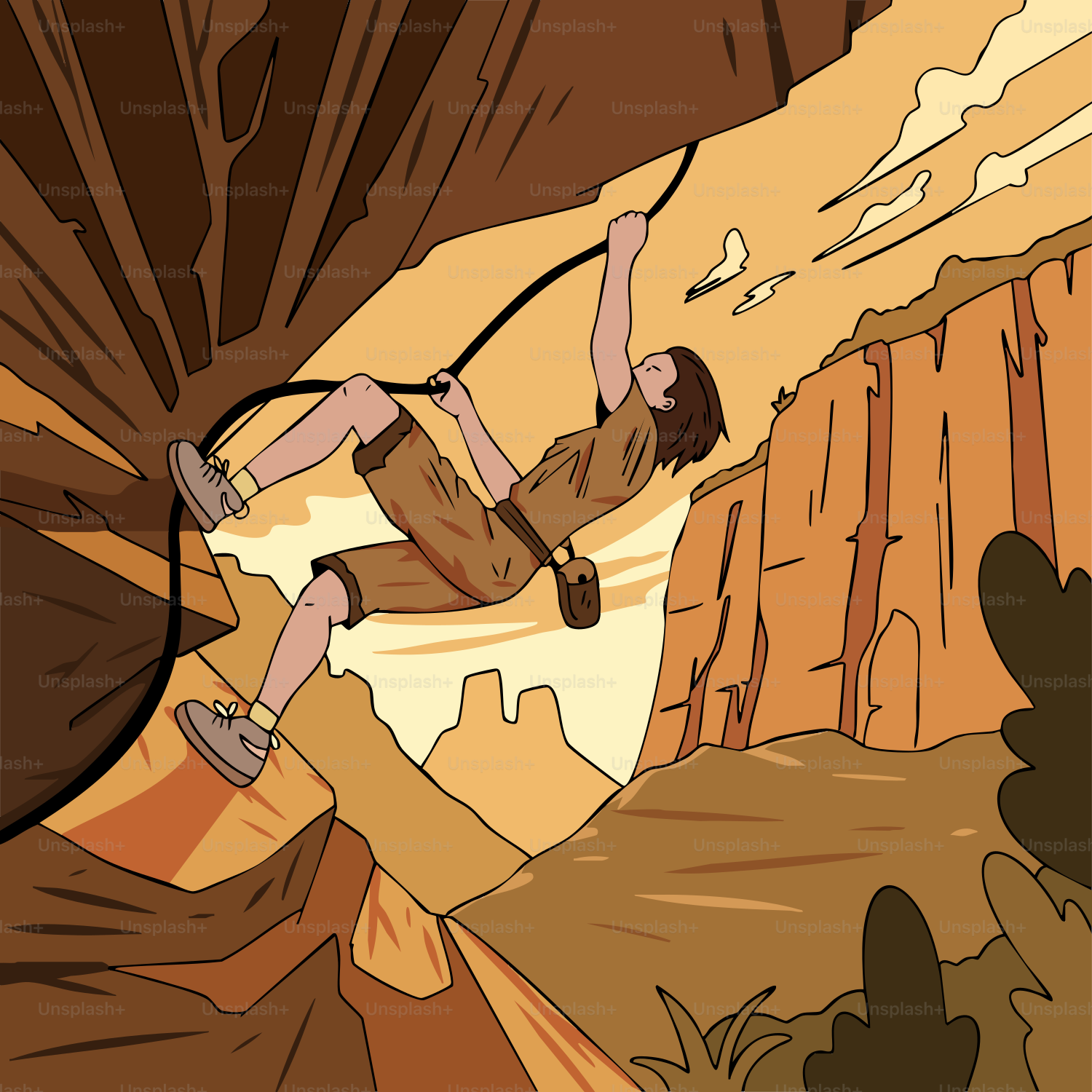 A climber ascends a cliff face.